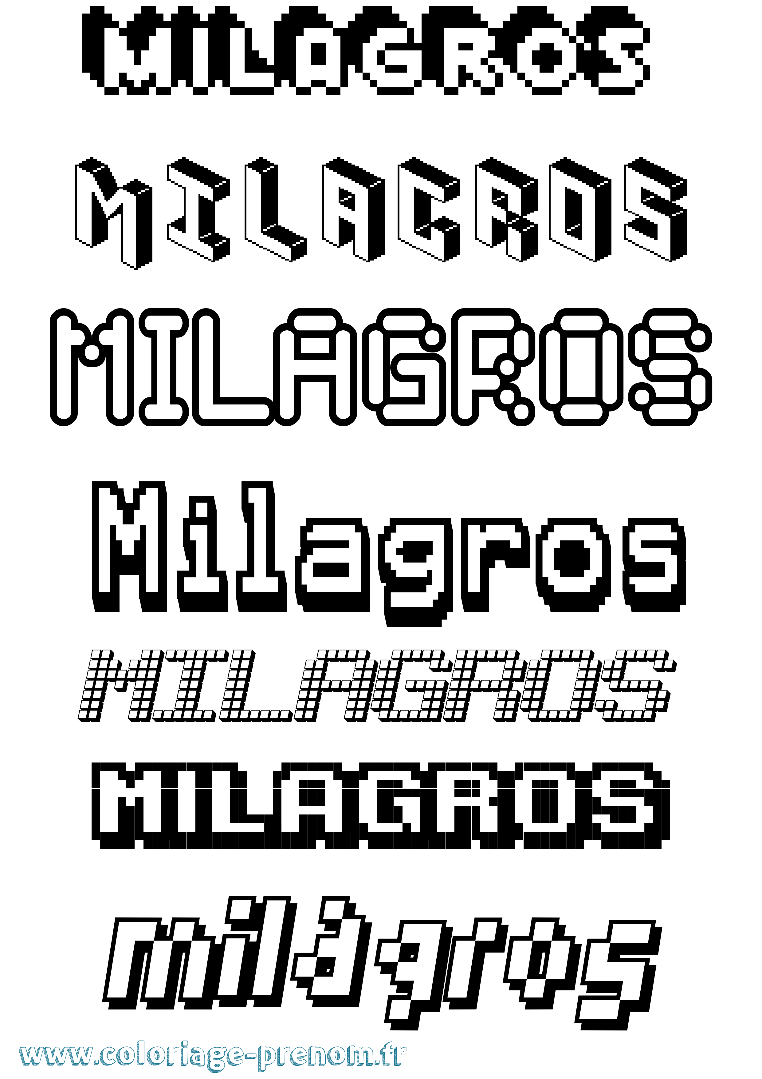 Coloriage Milagros Pixel Coloriage prénom Milagros Pixel