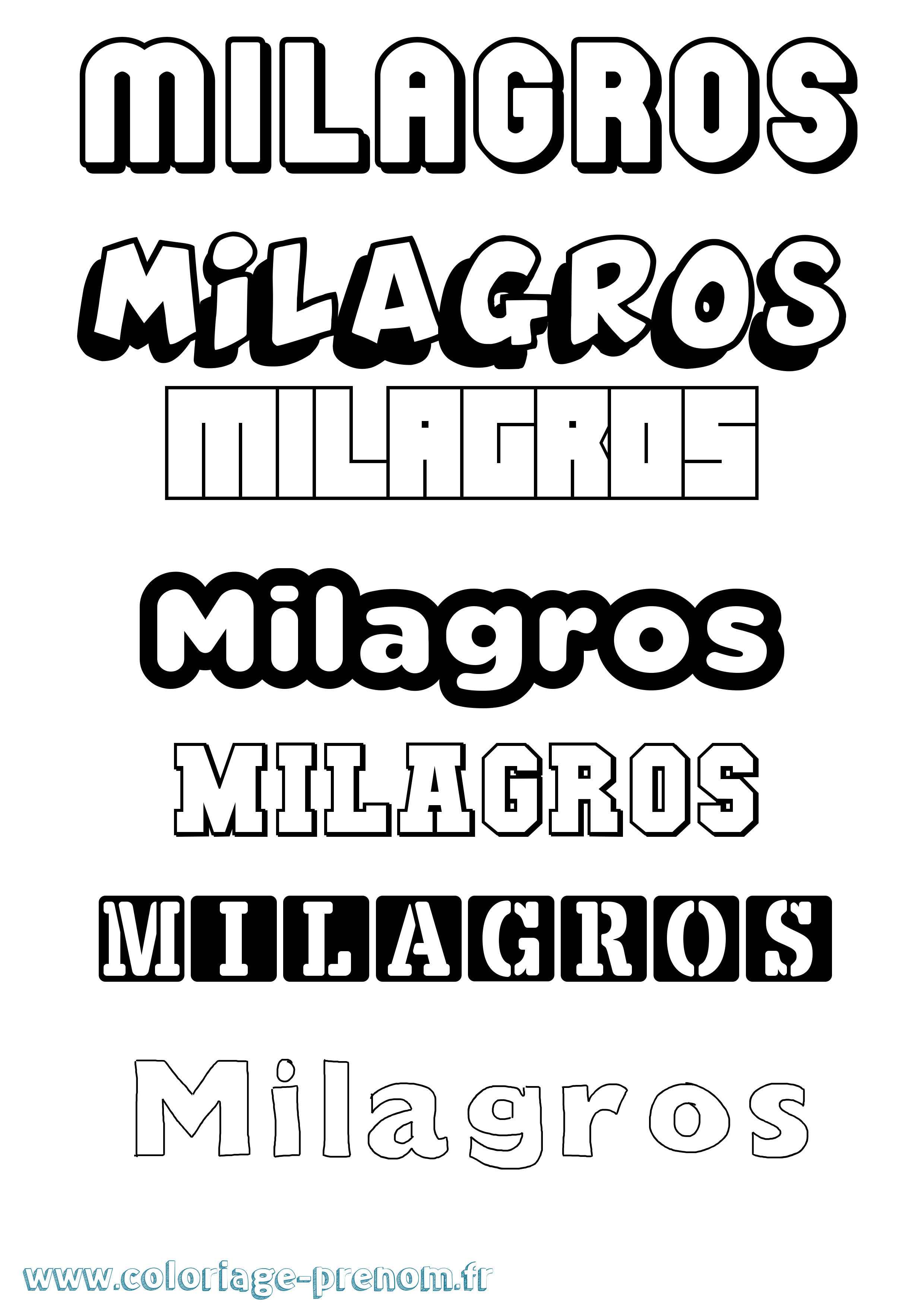 Coloriage Milagros Simple Coloriage prénom Milagros Simple