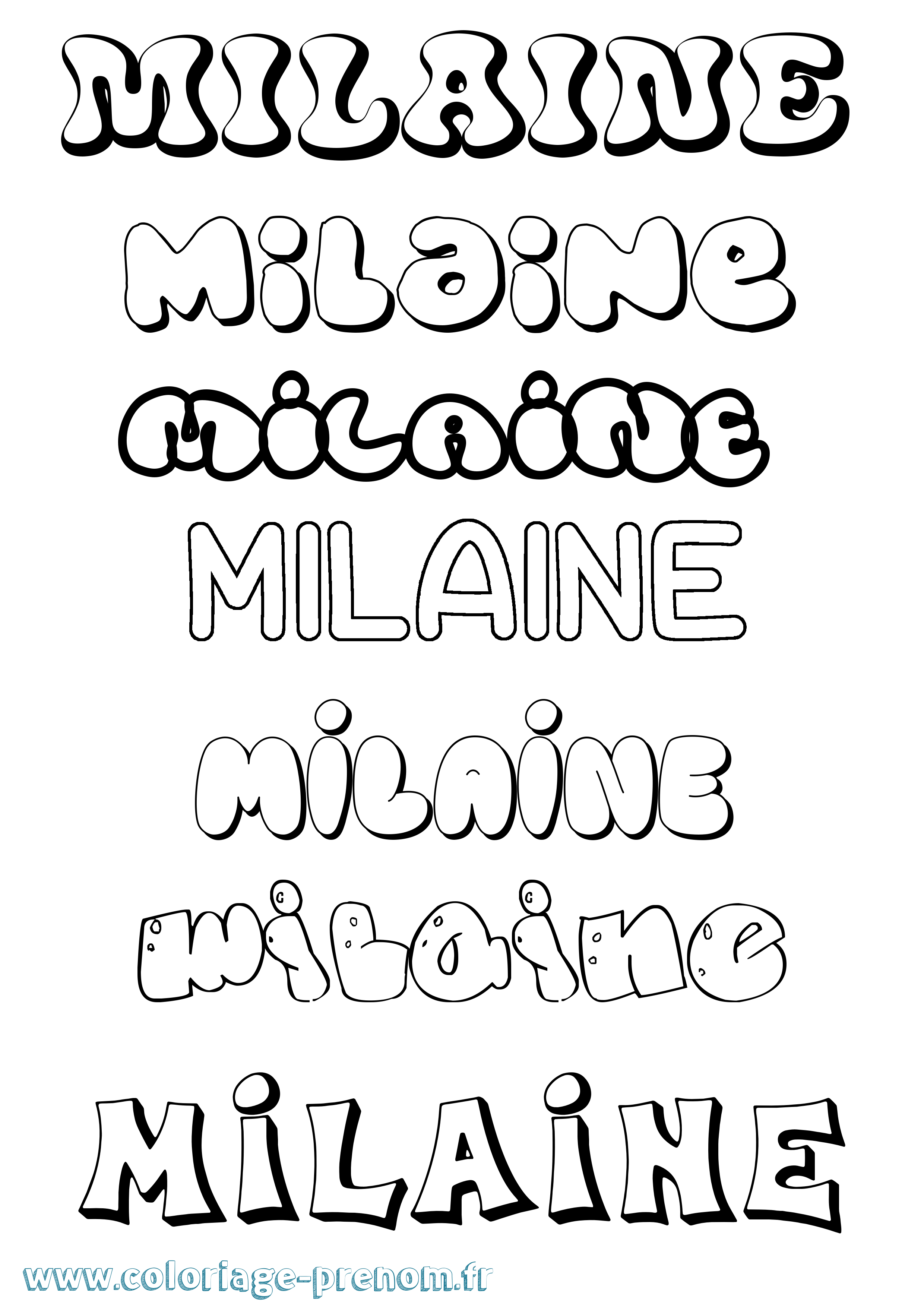 Coloriage Milaine Bubble Coloriage prénom Milaine Bubble
