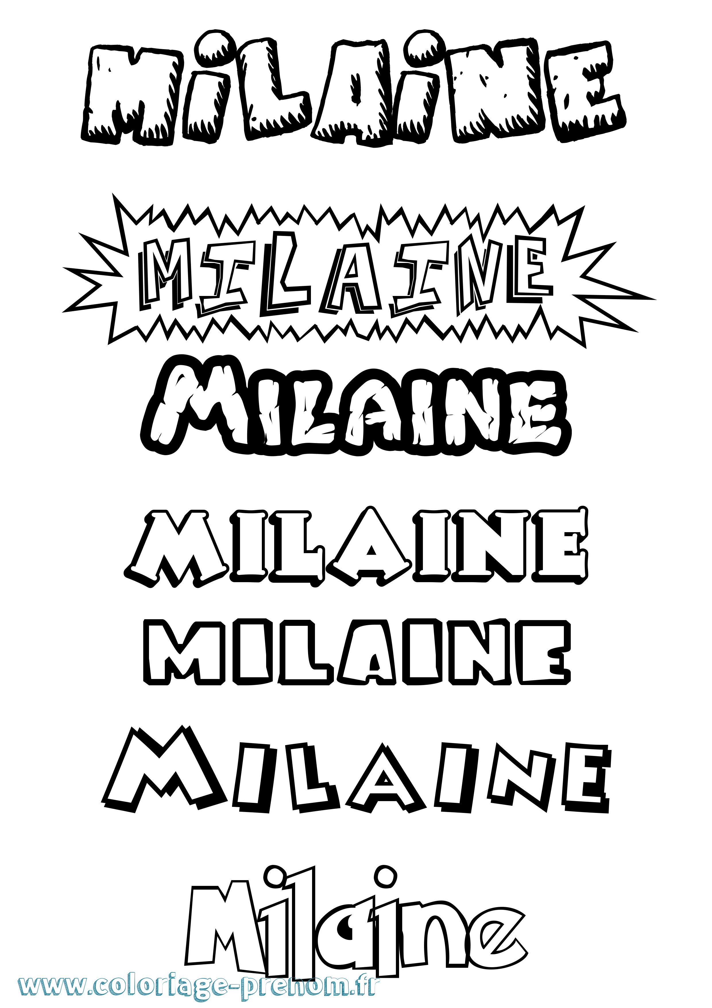 Coloriage Milaine Dessin Animé Coloriage prénom Milaine Dessin Animé