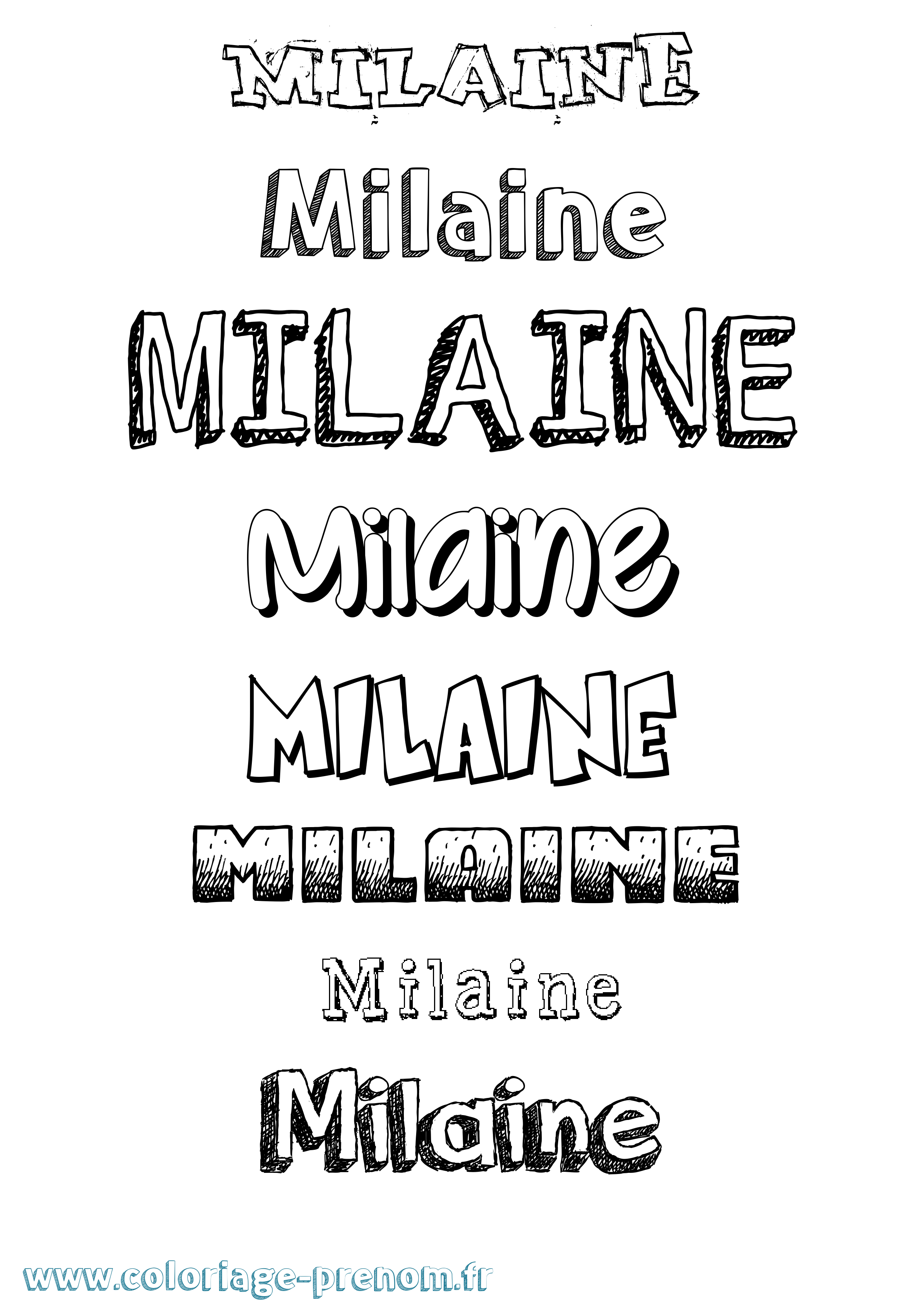Coloriage Milaine Dessiné Coloriage prénom Milaine Dessiné