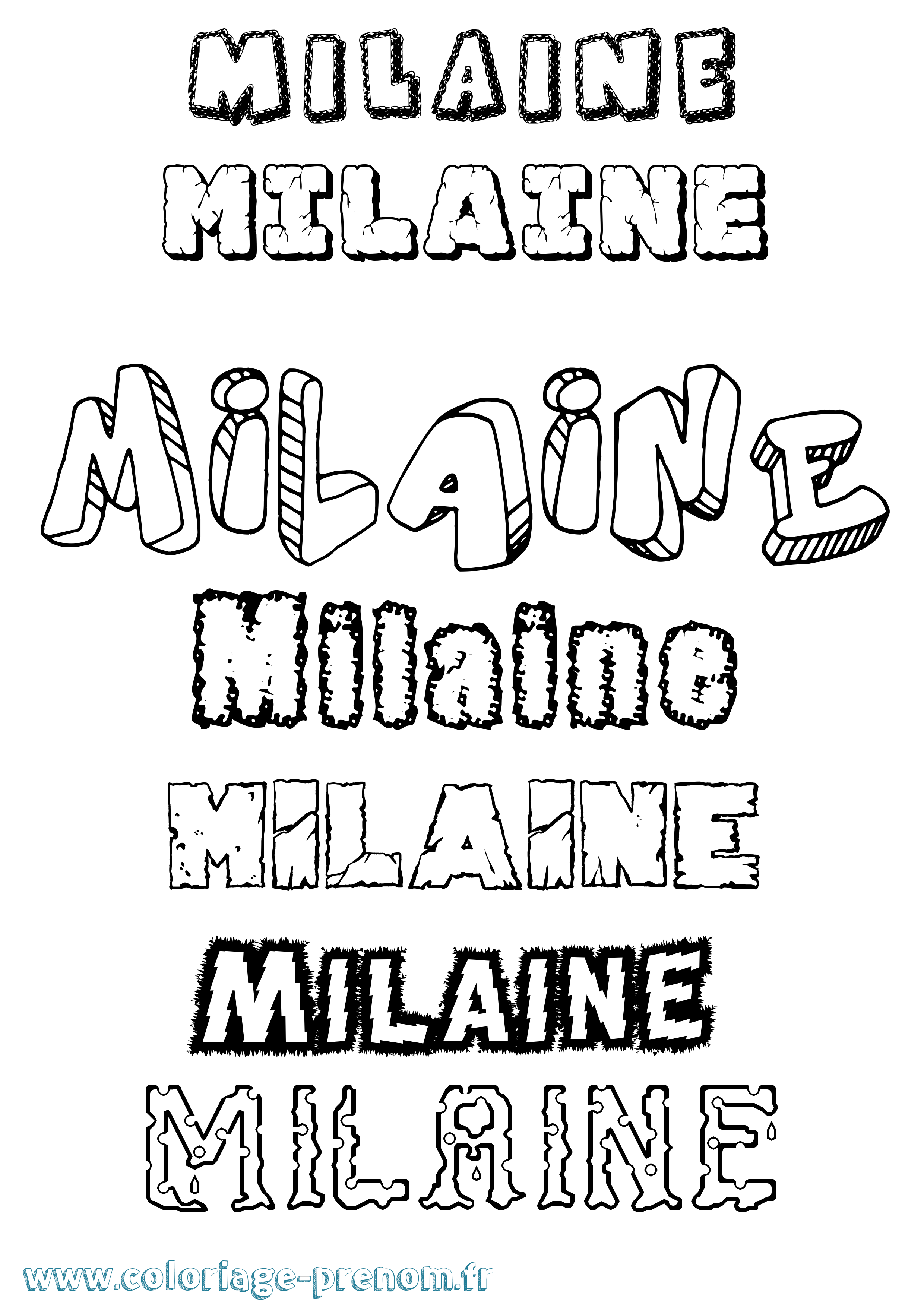 Coloriage Milaine Destructuré Coloriage prénom Milaine Destructuré