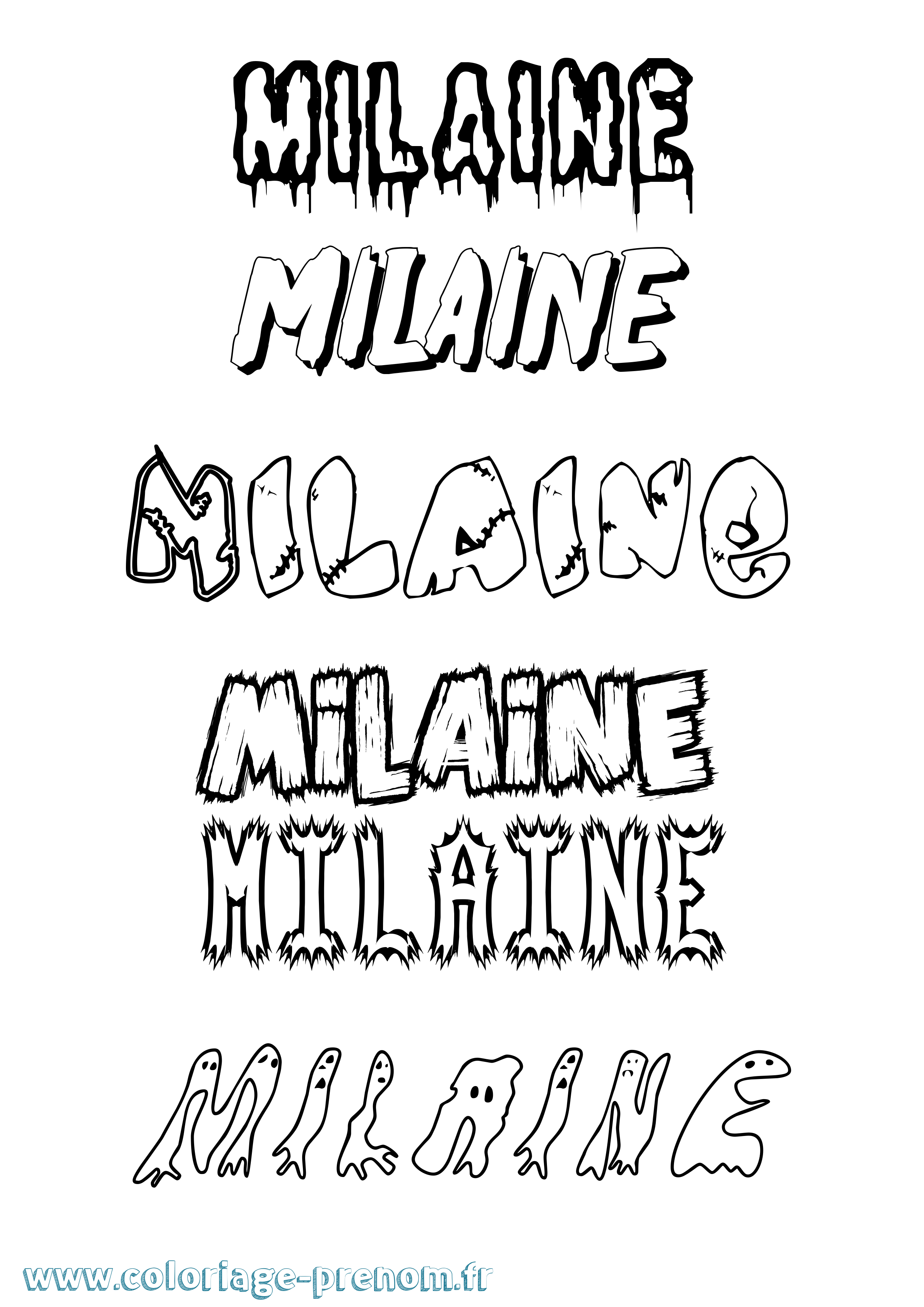 Coloriage Milaine Frisson Coloriage prénom Milaine Frisson