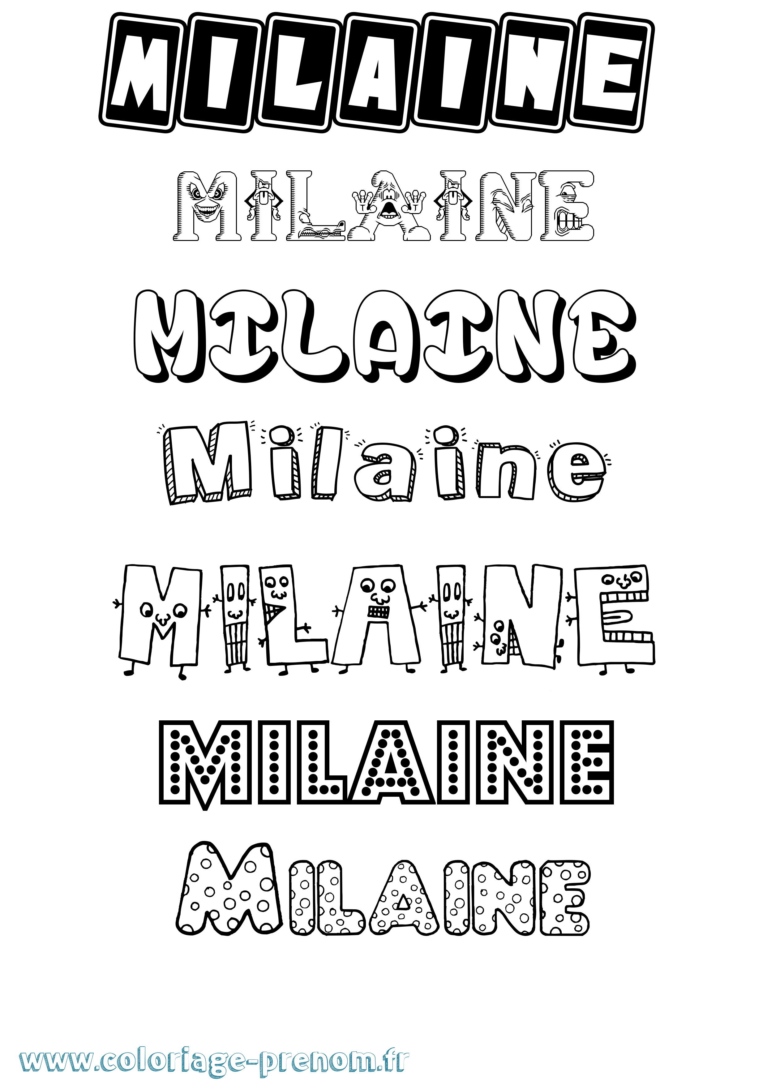 Coloriage Milaine Fun Coloriage prénom Milaine Fun