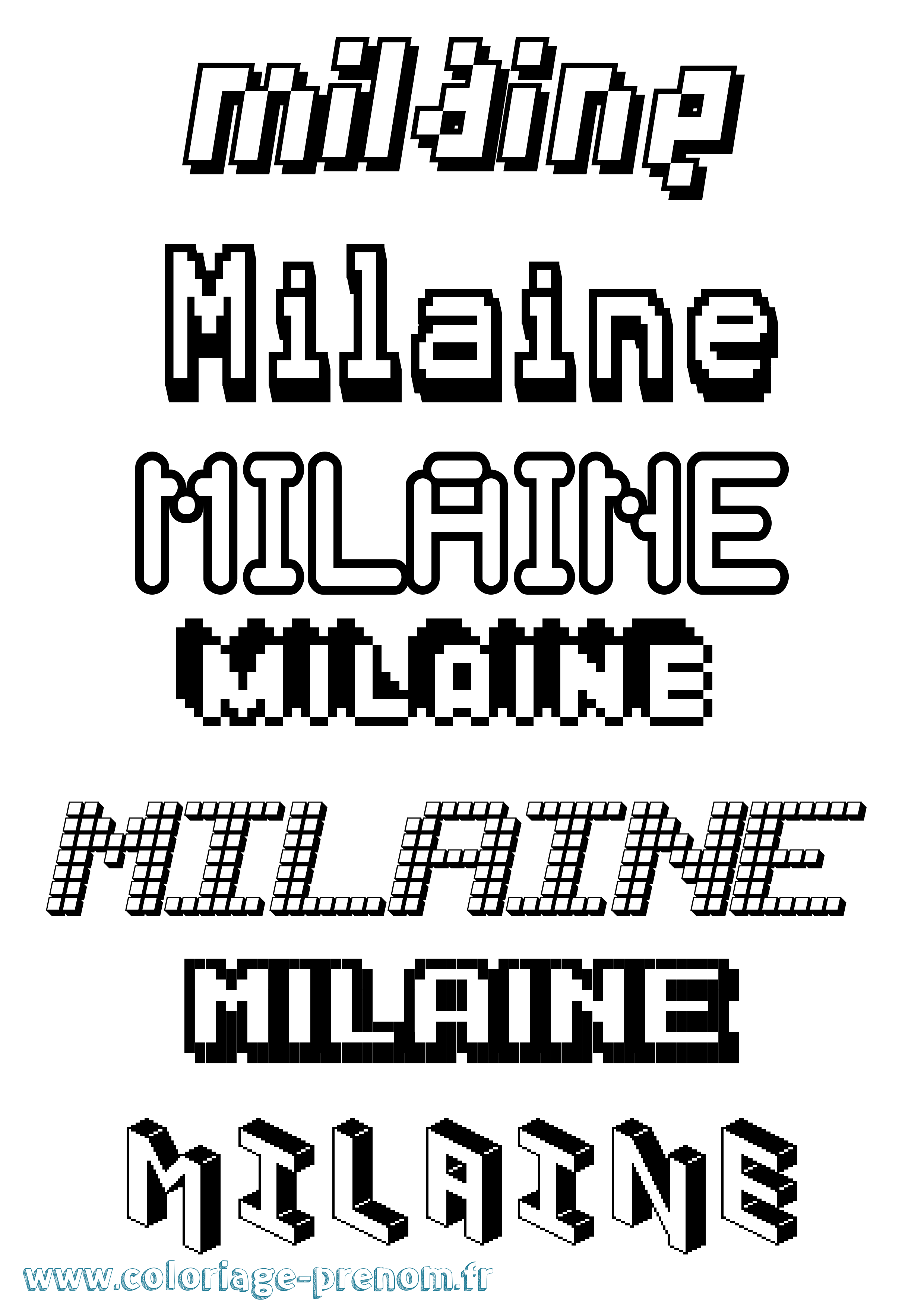 Coloriage Milaine Pixel Coloriage prénom Milaine Pixel