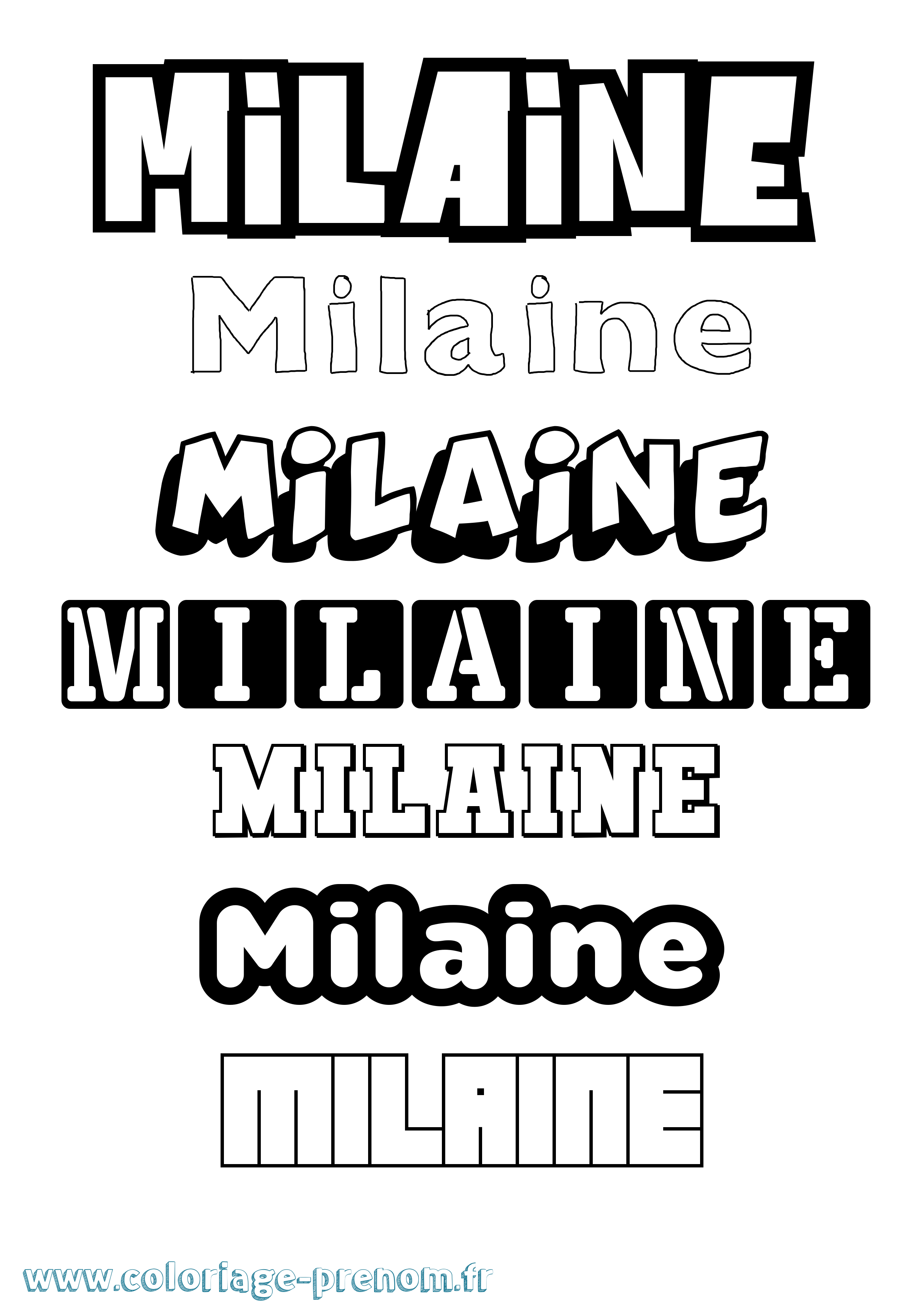 Coloriage Milaine Simple Coloriage prénom Milaine Simple