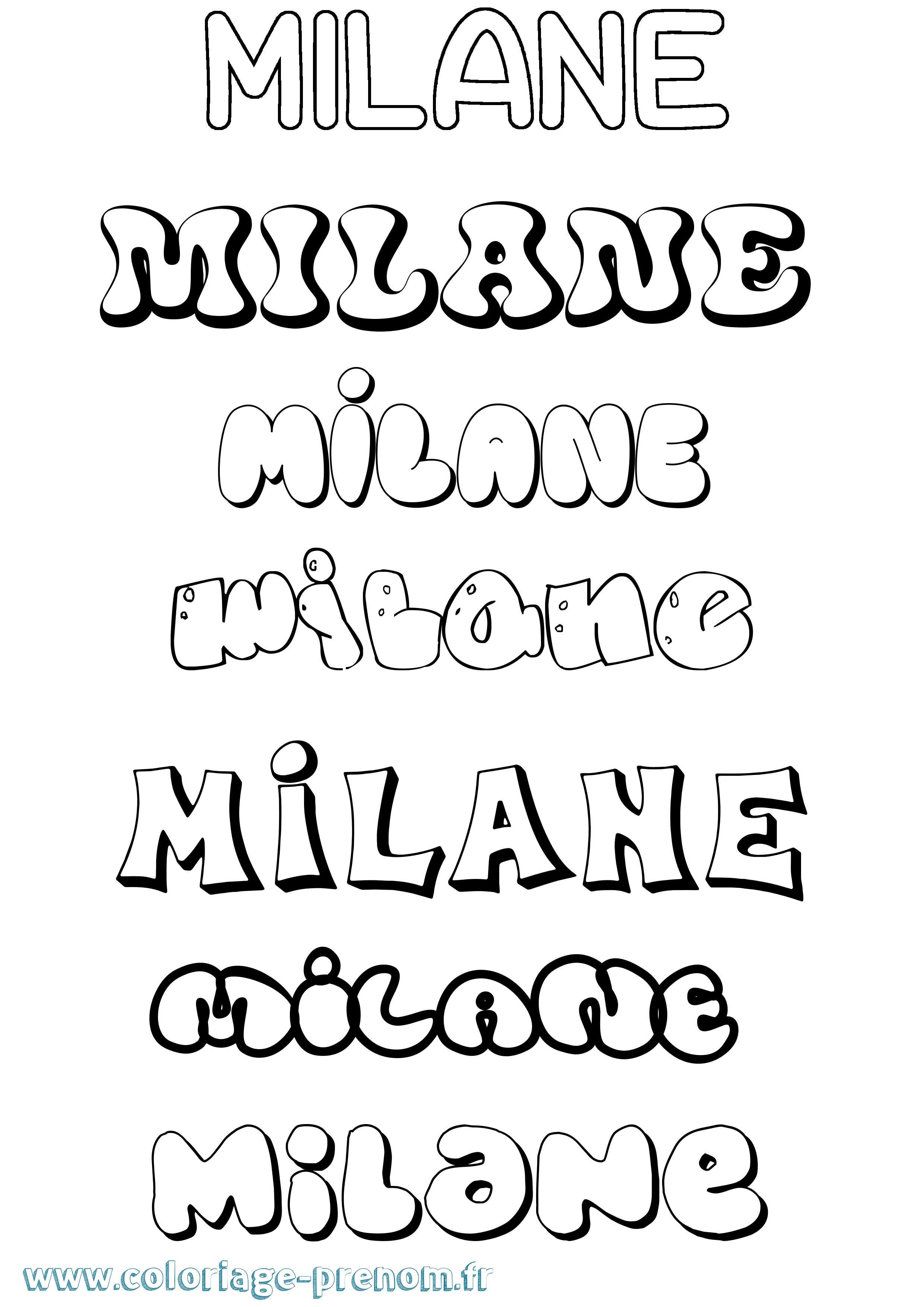 Coloriage Milane Bubble Coloriage prénom Milane Bubble