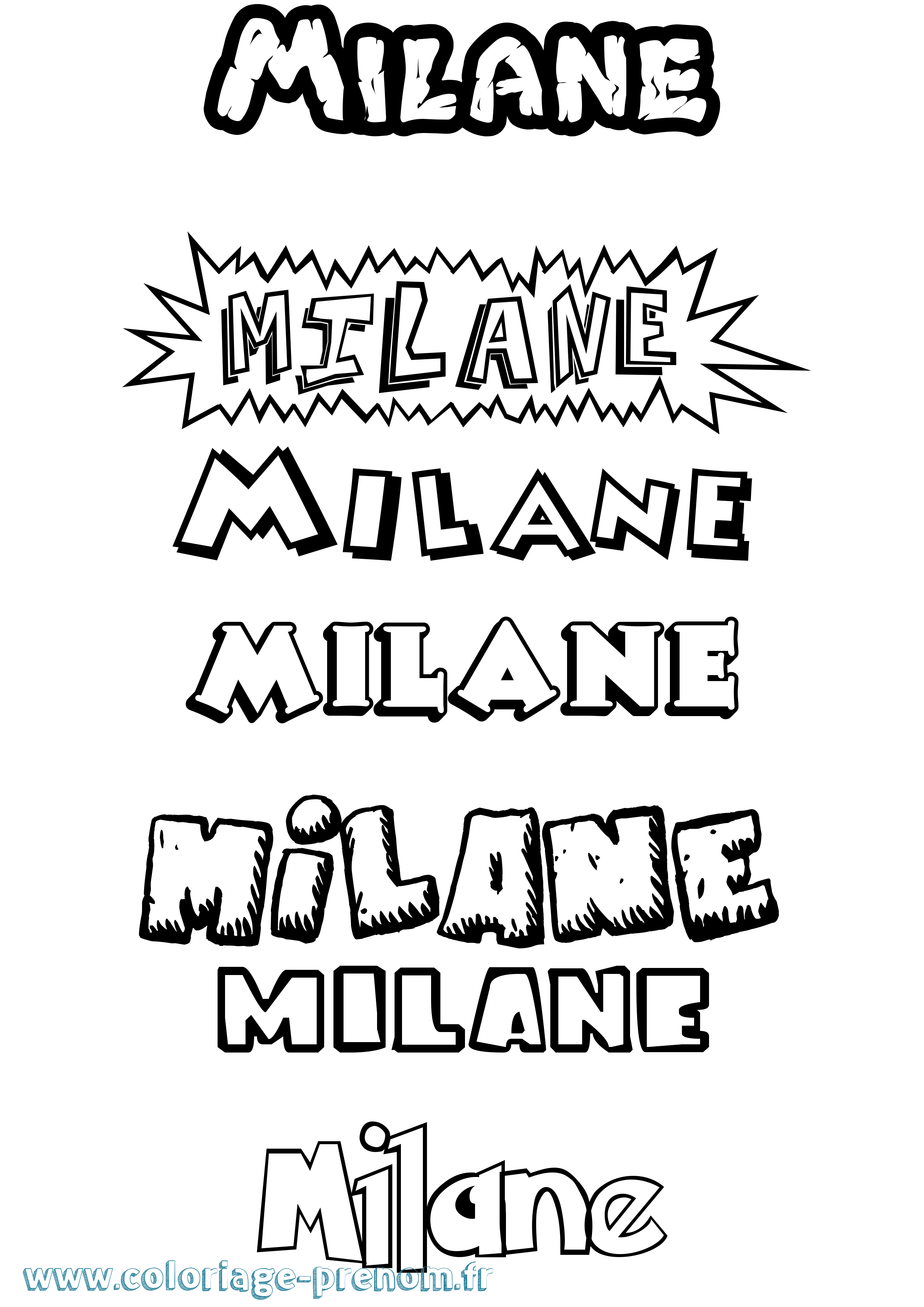 Coloriage Milane Dessin Animé Coloriage prénom Milane Dessin Animé