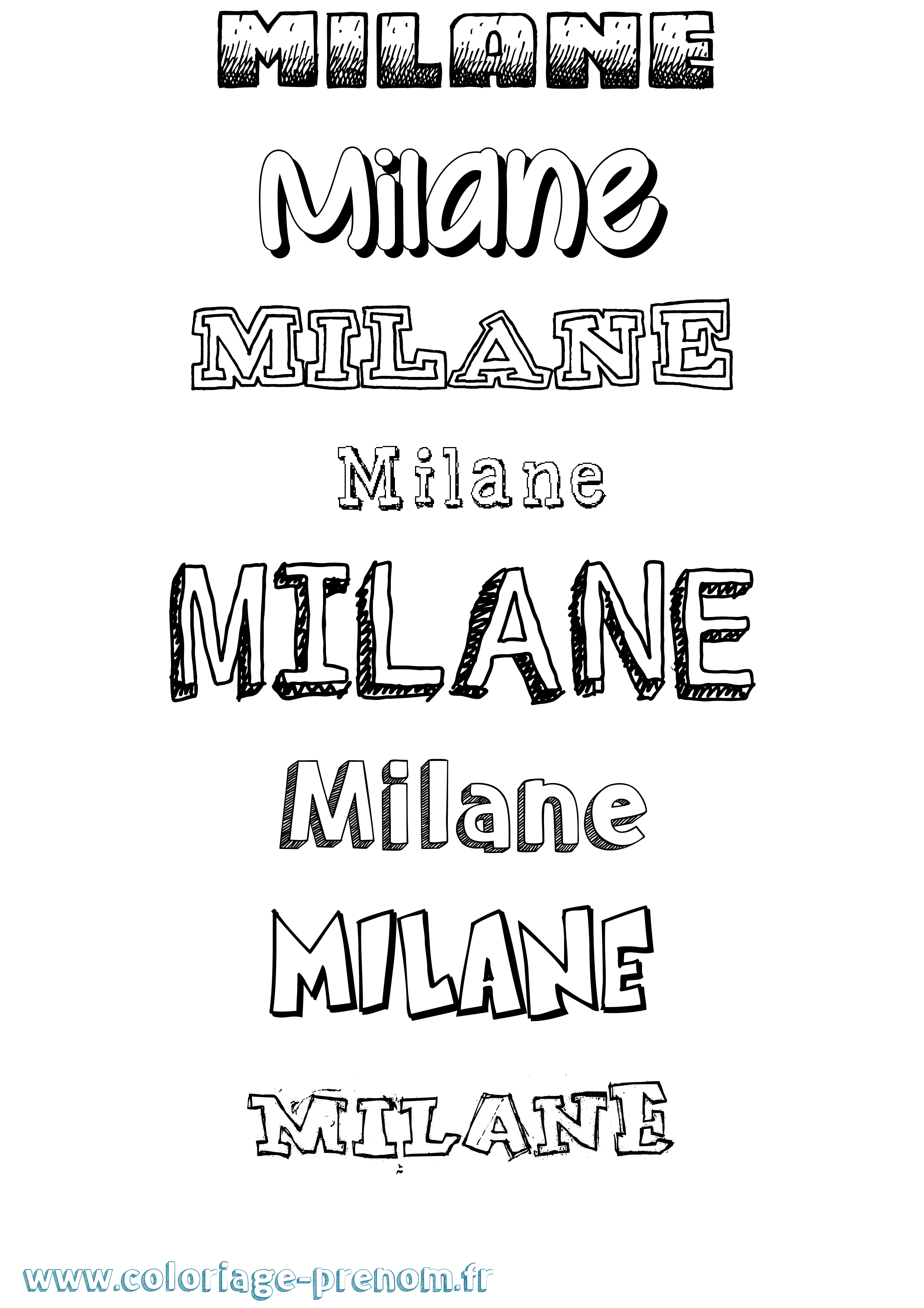 Coloriage Milane Dessiné Coloriage prénom Milane Dessiné
