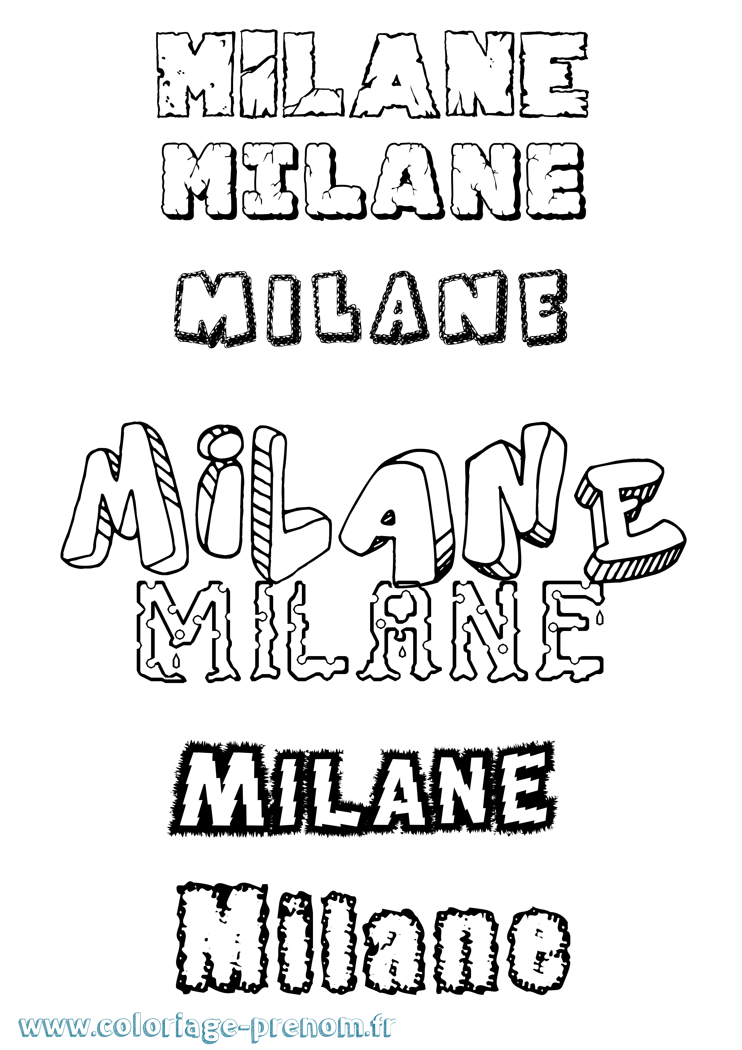 Coloriage Milane Destructuré Coloriage prénom Milane Destructuré