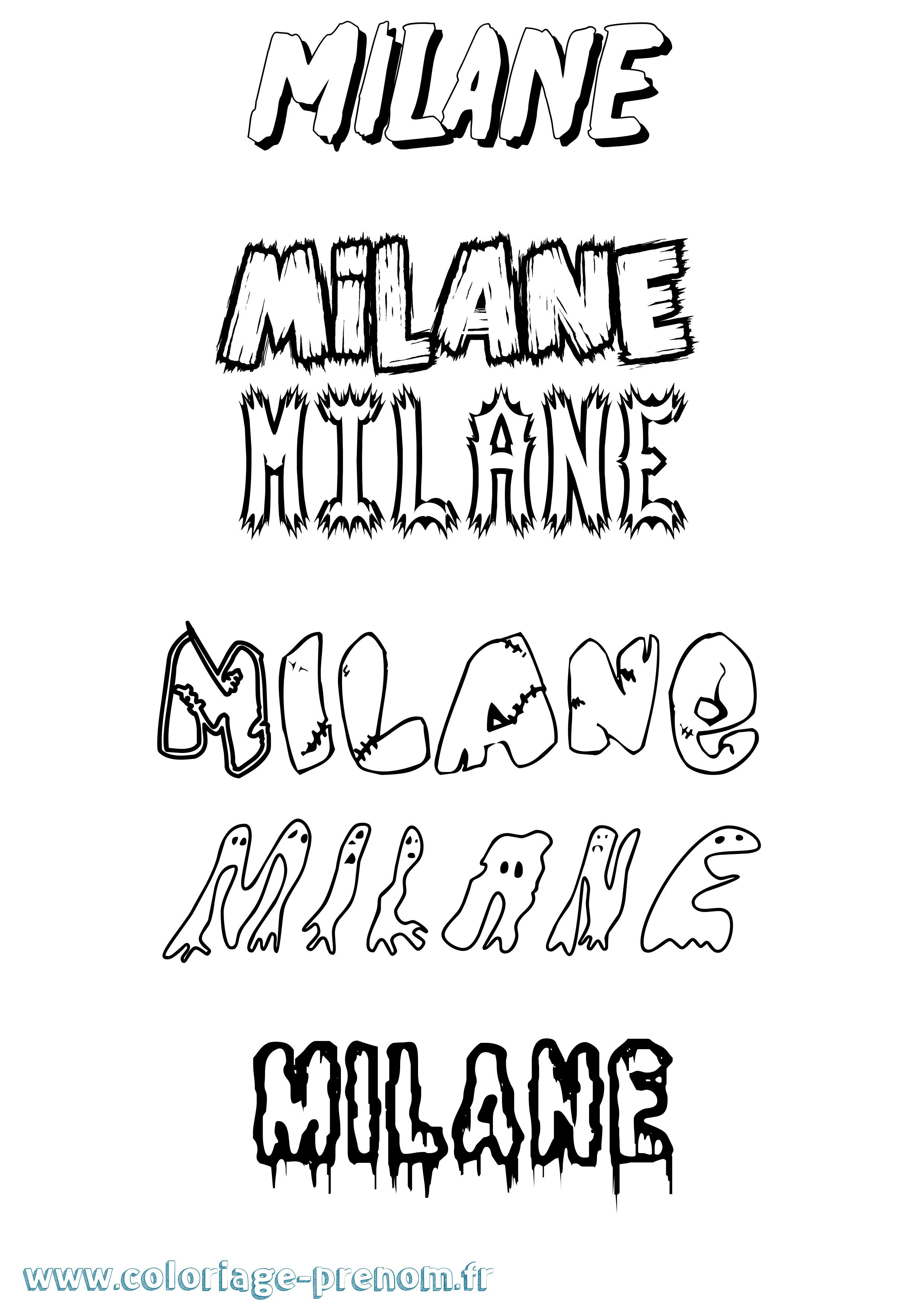Coloriage Milane Frisson Coloriage prénom Milane Frisson