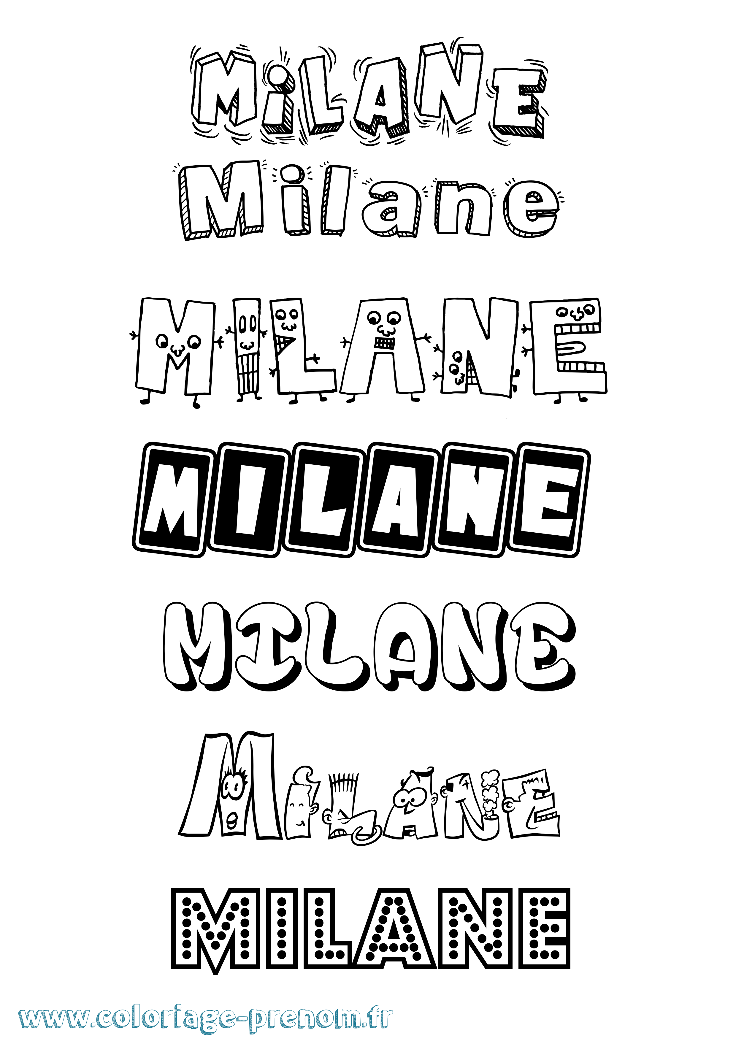 Coloriage Milane Fun Coloriage prénom Milane Fun