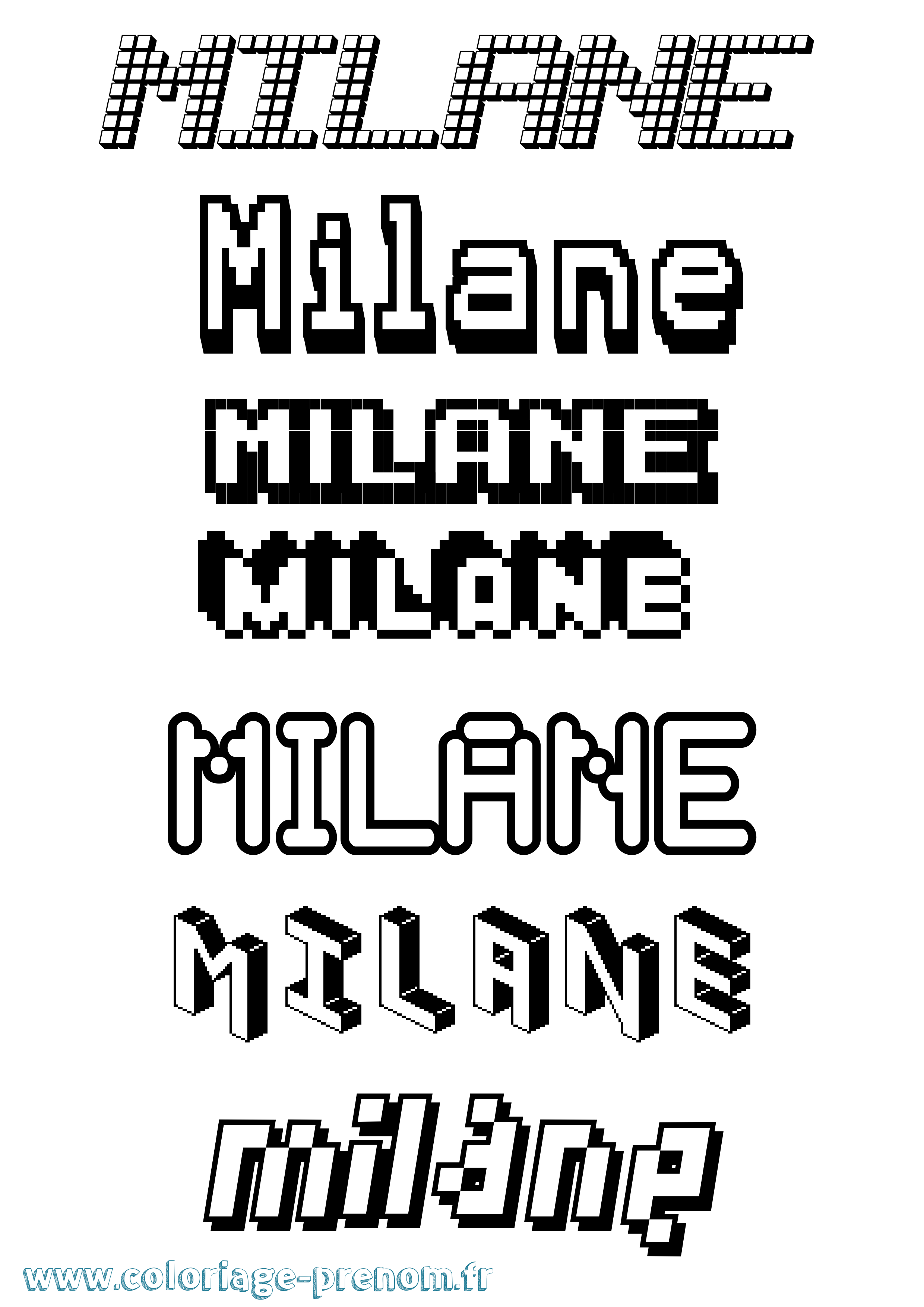 Coloriage Milane Pixel Coloriage prénom Milane Pixel