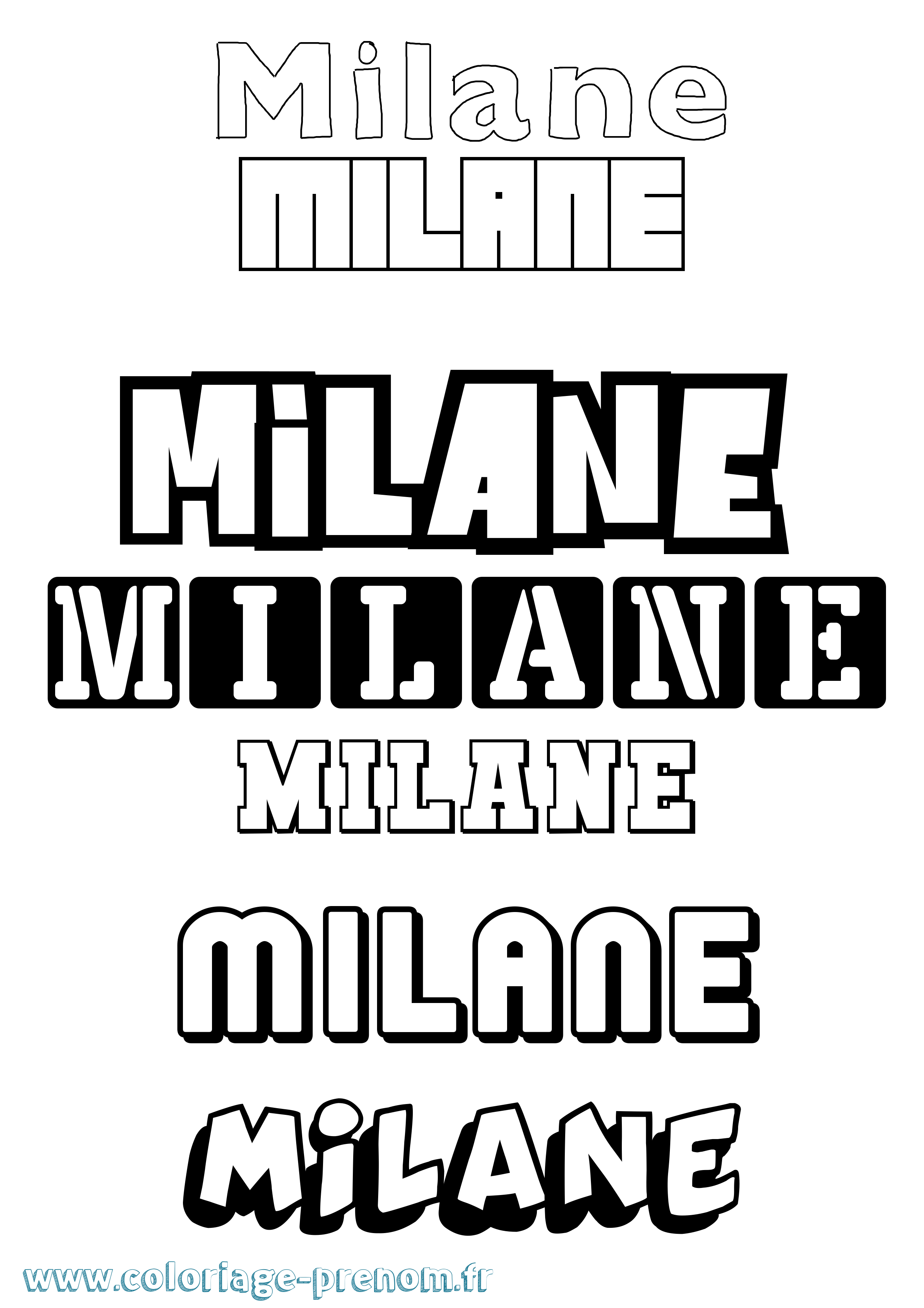 Coloriage Milane Simple Coloriage prénom Milane Simple