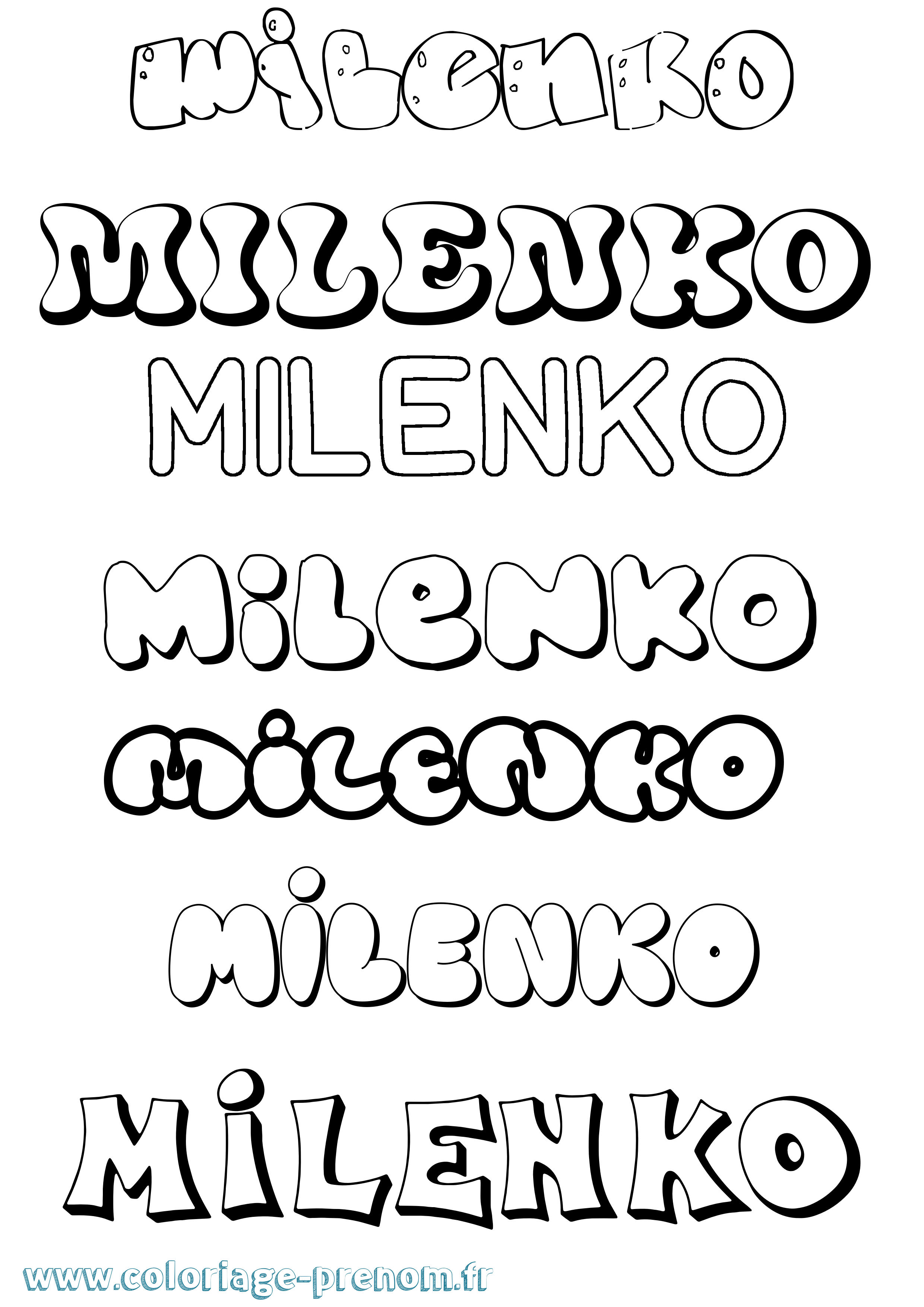 Coloriage Milenko Bubble Coloriage prénom Milenko Bubble