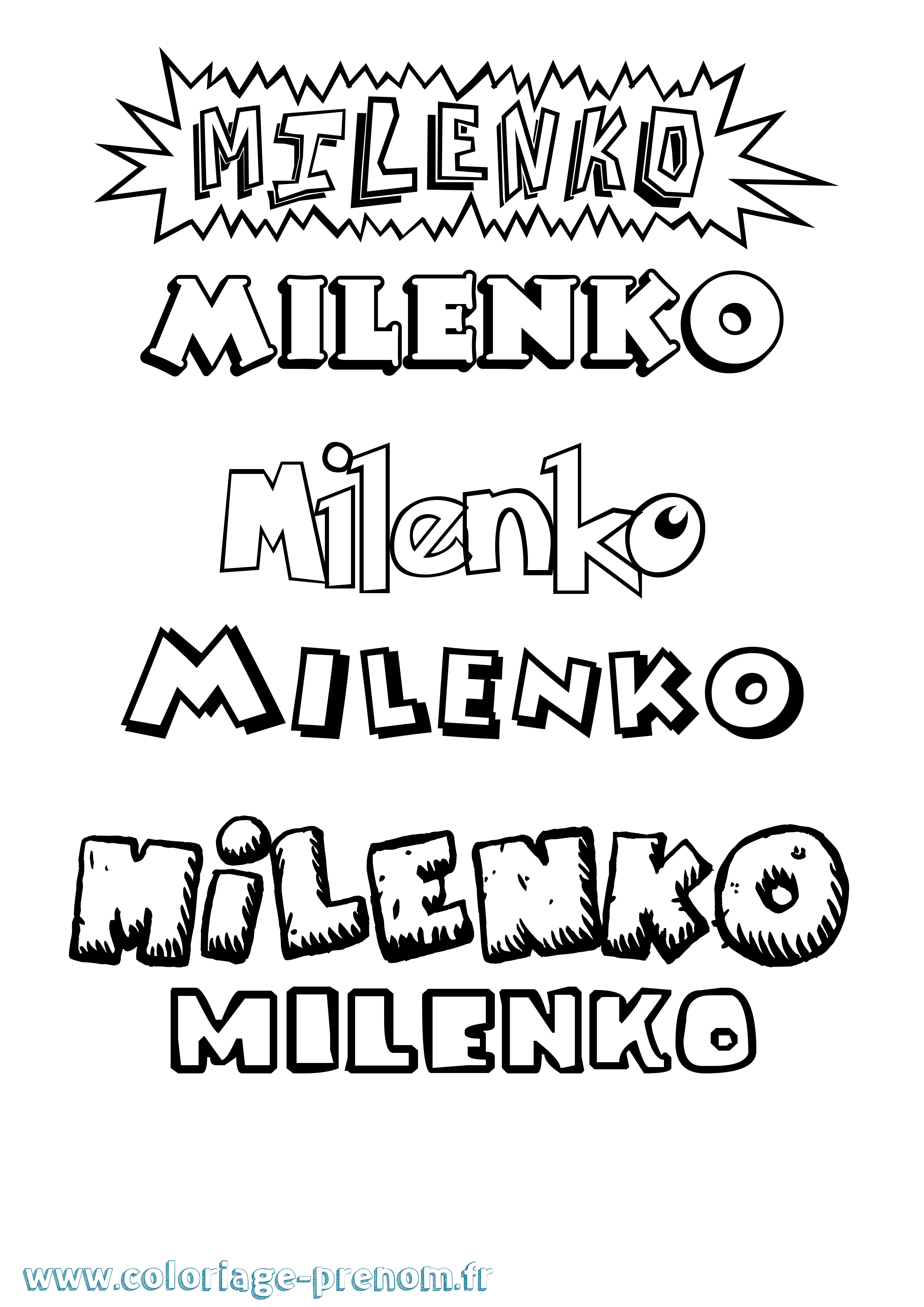 Coloriage Milenko Dessin Animé Coloriage prénom Milenko Dessin Animé