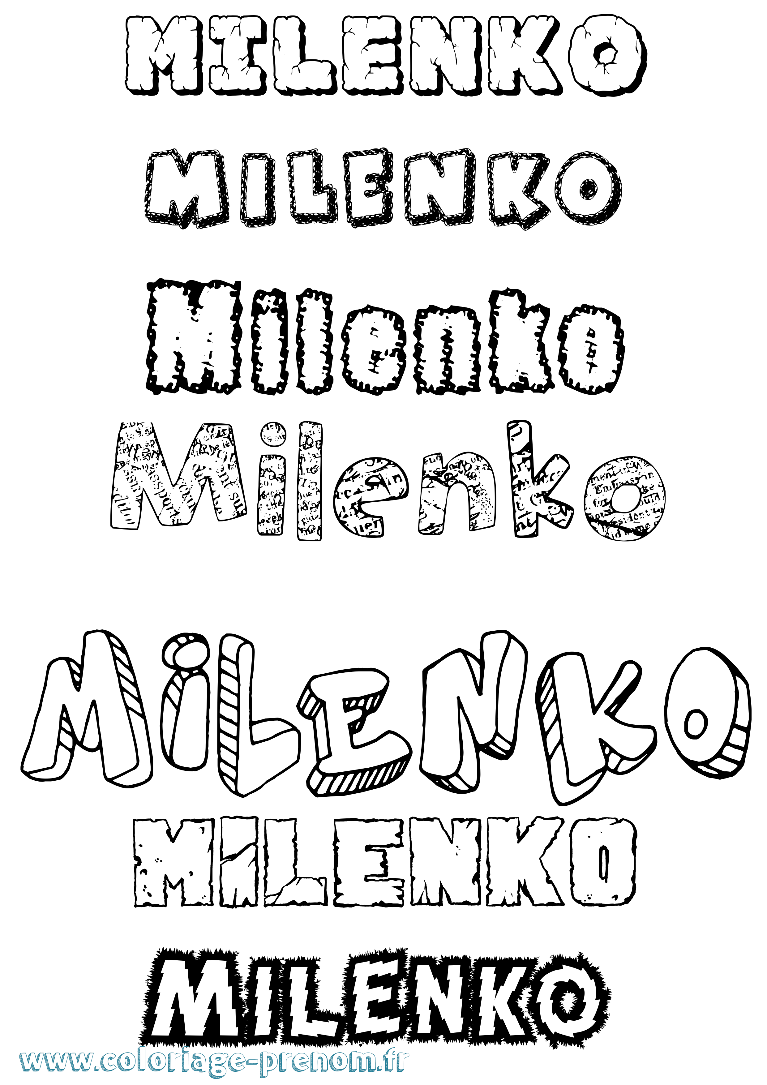 Coloriage Milenko Destructuré Coloriage prénom Milenko Destructuré