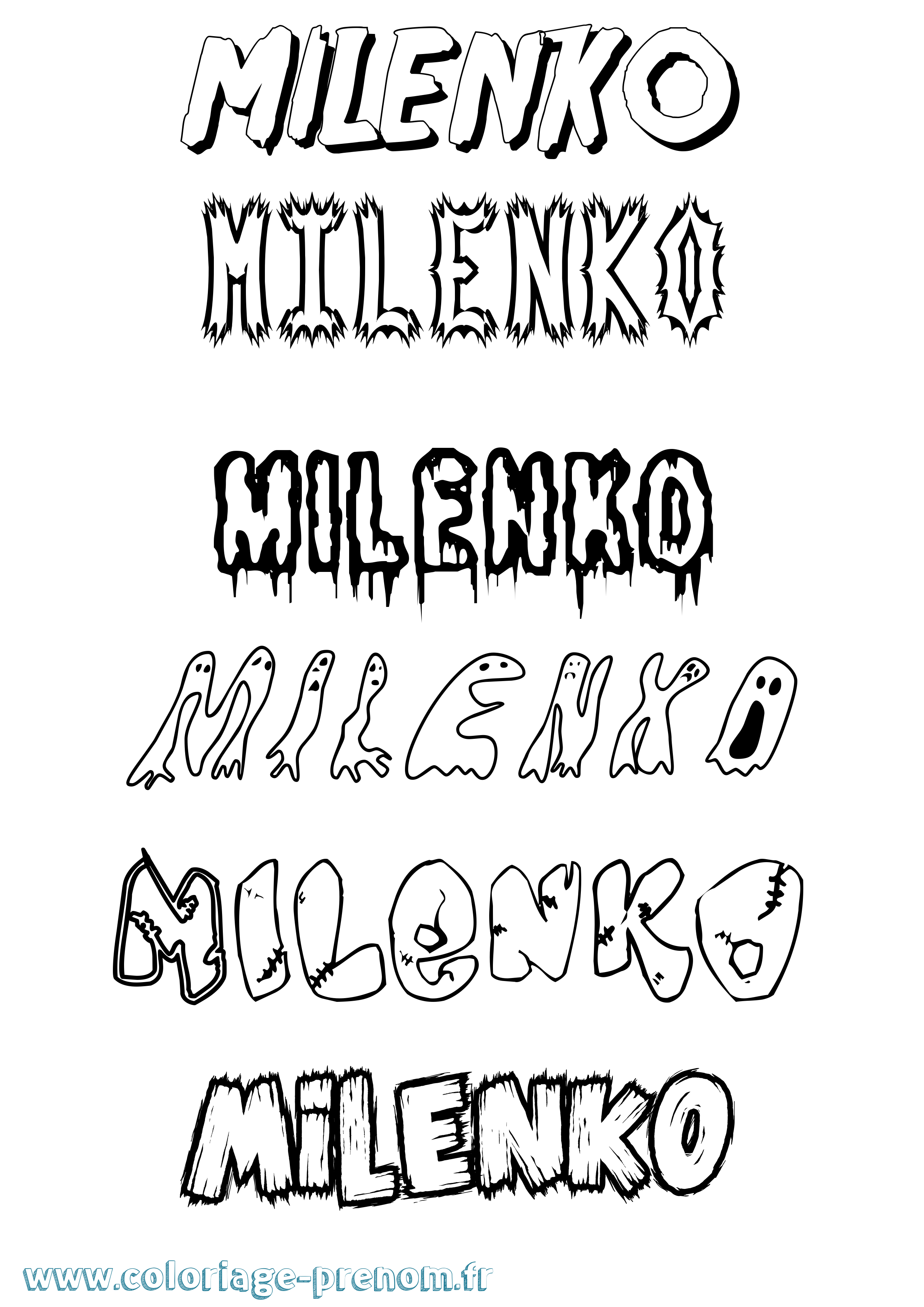 Coloriage Milenko Frisson Coloriage prénom Milenko Frisson