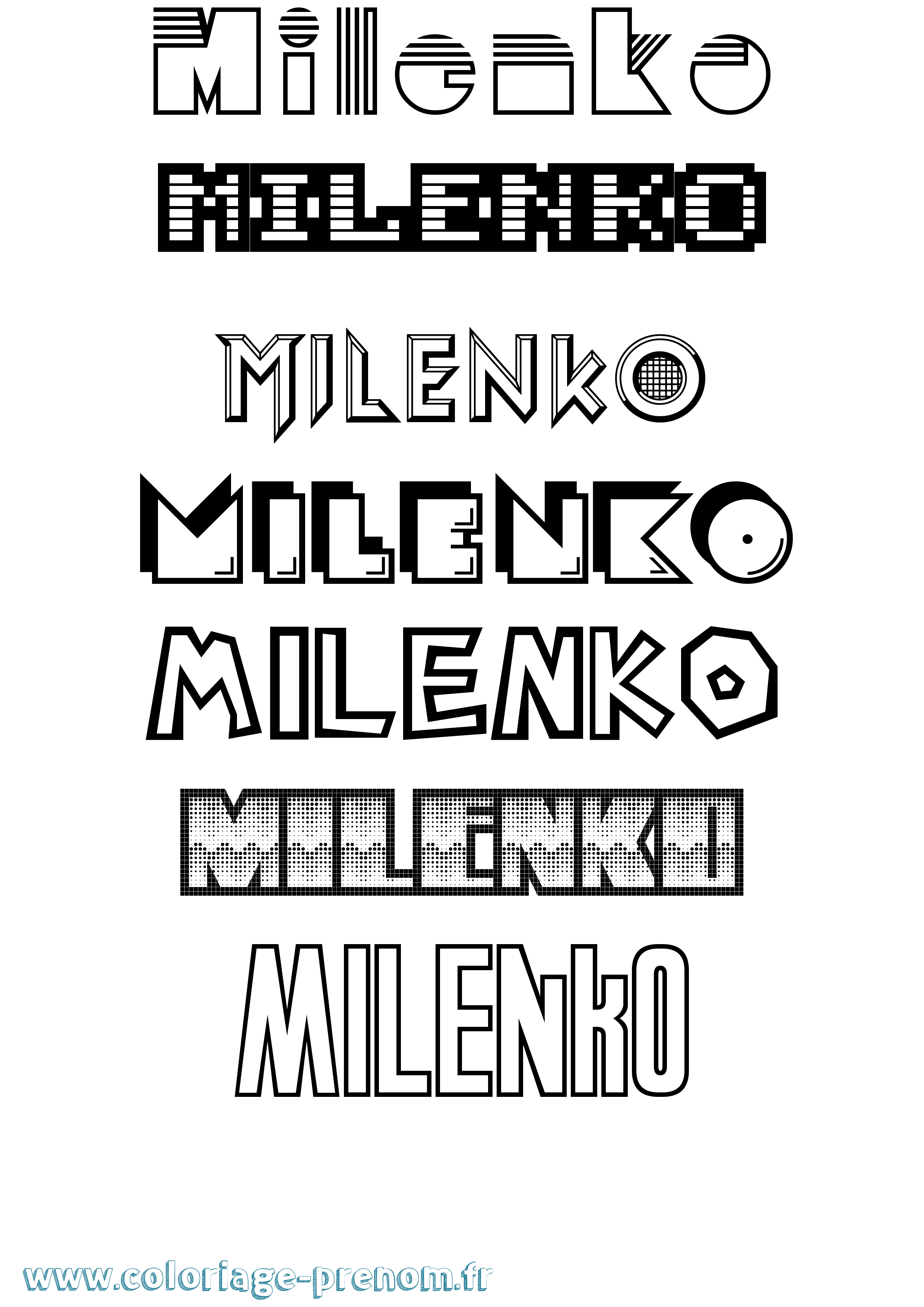 Coloriage Milenko Jeux Vidéos Coloriage prénom Milenko Jeux Vidéos