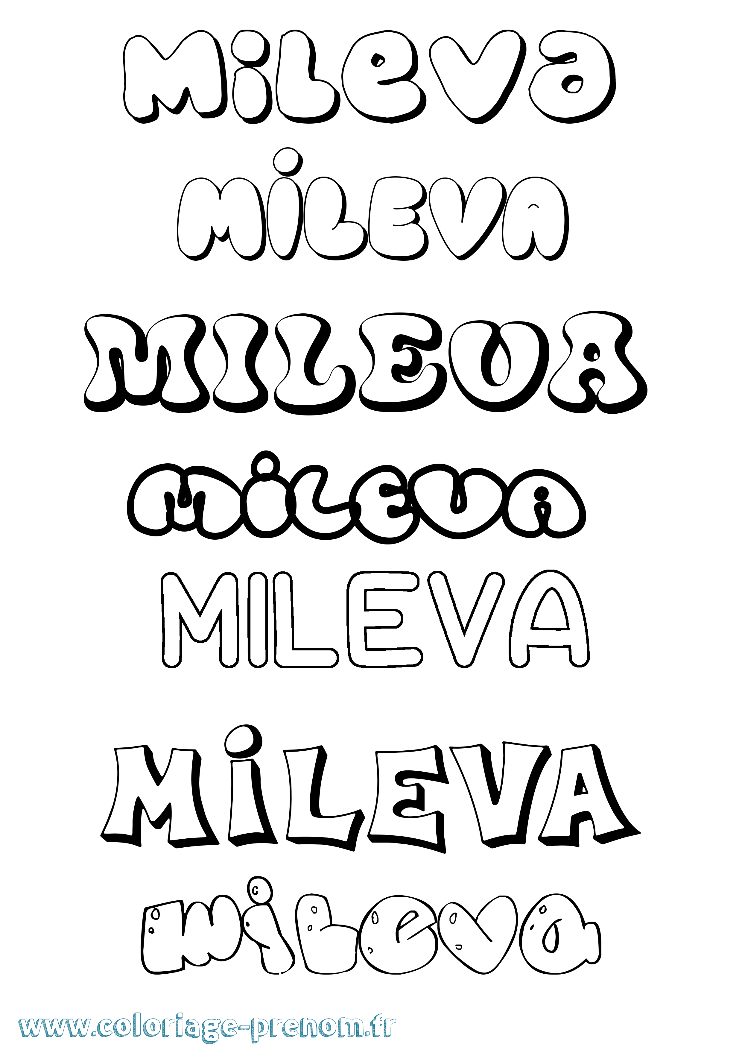 Coloriage Mileva Bubble Coloriage prénom Mileva Bubble