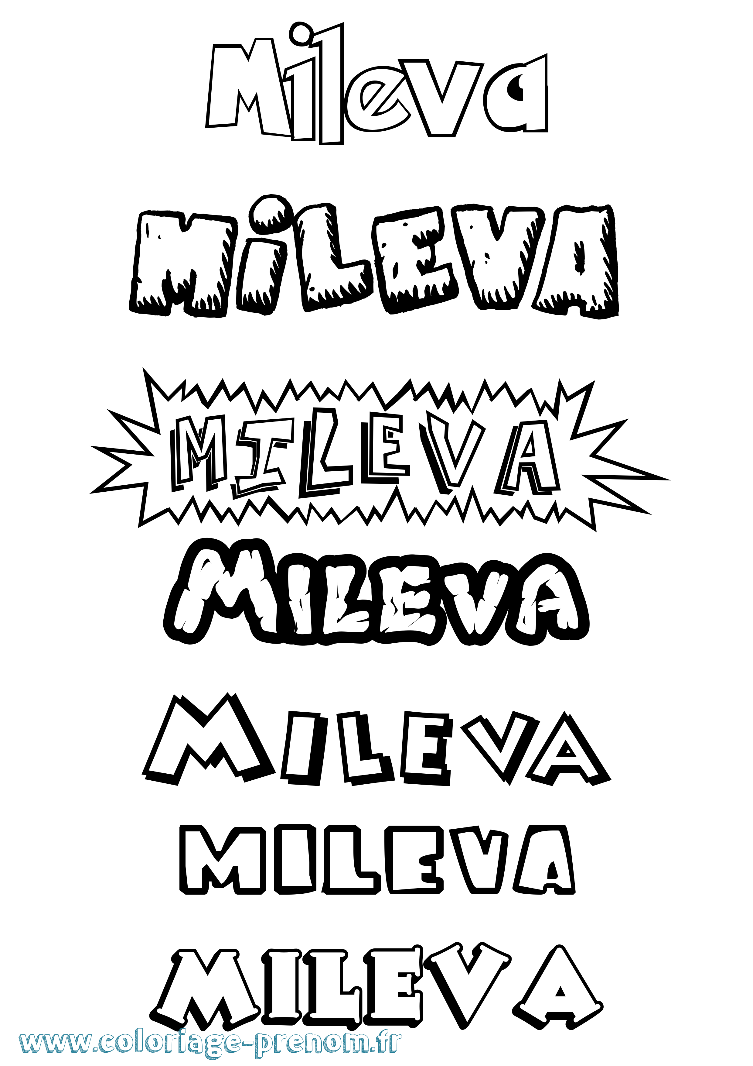 Coloriage Mileva Dessin Animé Coloriage prénom Mileva Dessin Animé