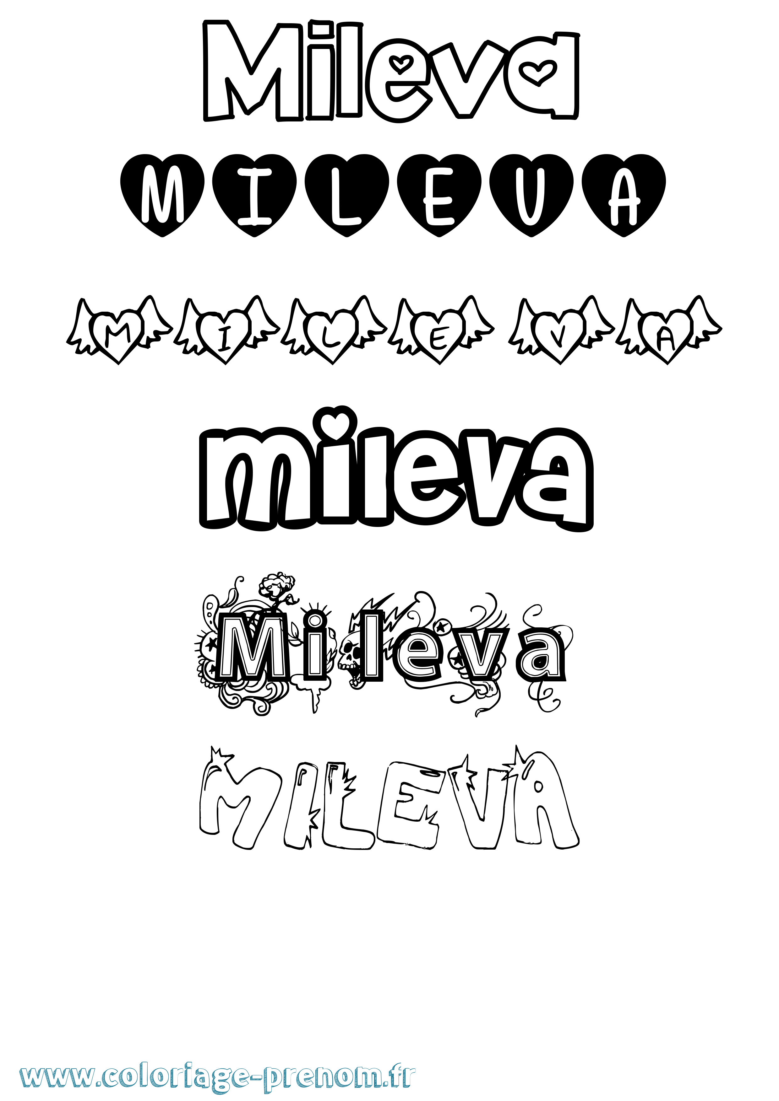 Coloriage Mileva Girly Coloriage prénom Mileva Girly