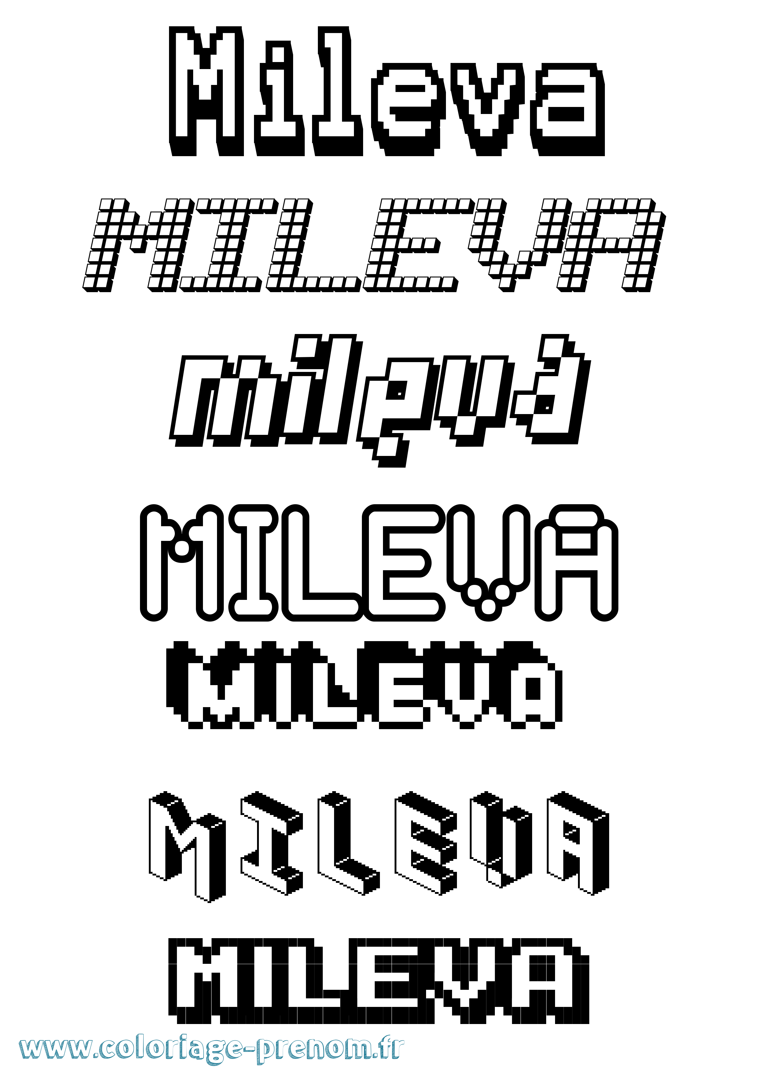 Coloriage Mileva Pixel Coloriage prénom Mileva Pixel