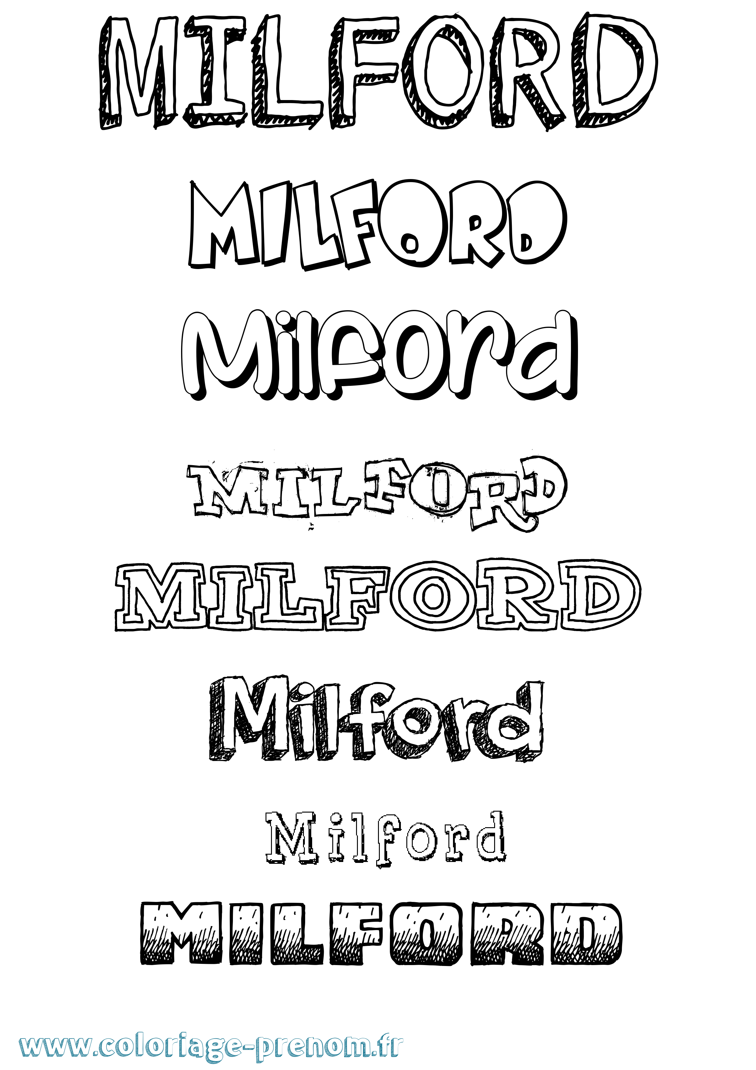 Coloriage Milford Dessiné Coloriage prénom Milford Dessiné