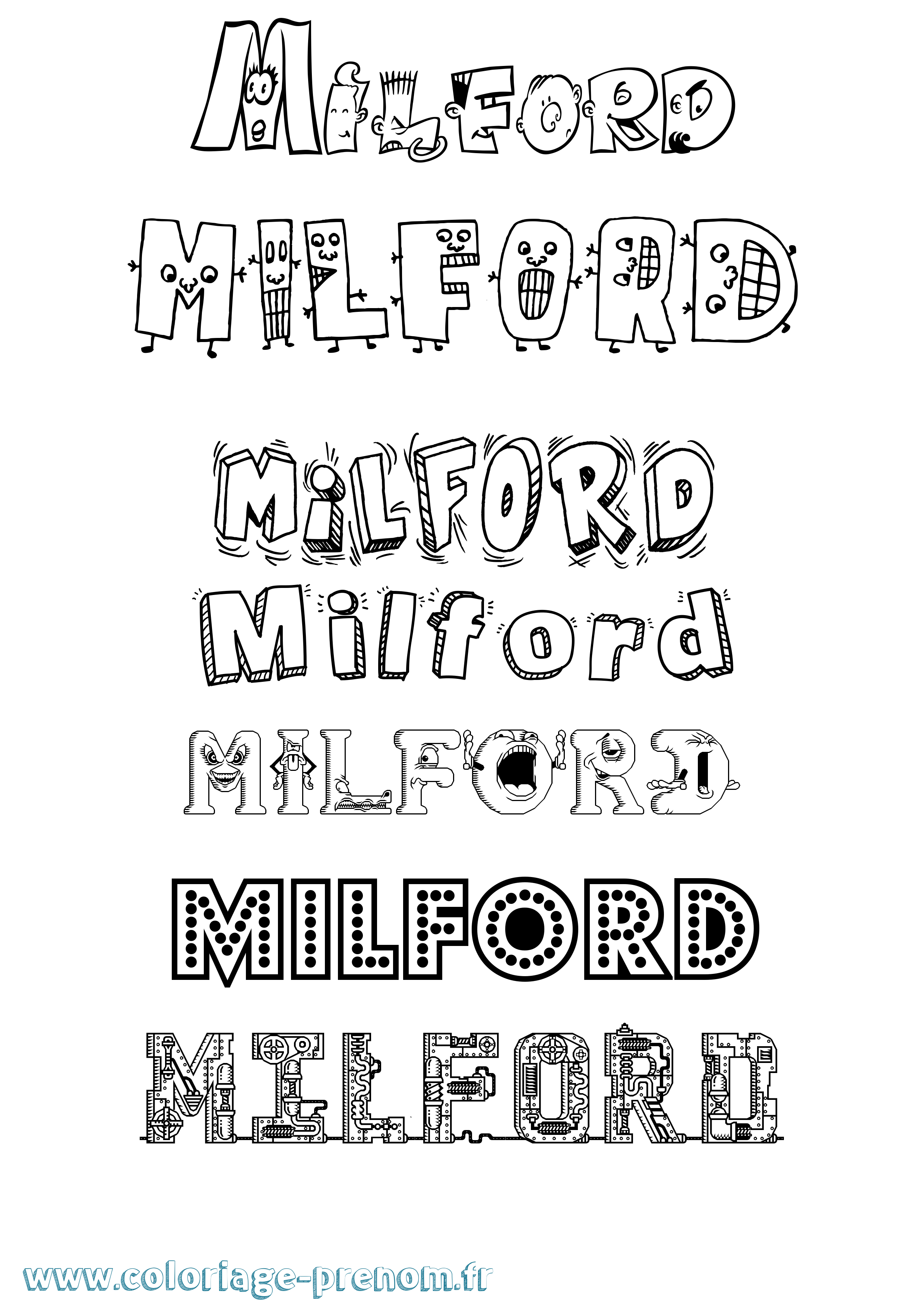 Coloriage Milford Fun Coloriage prénom Milford Fun
