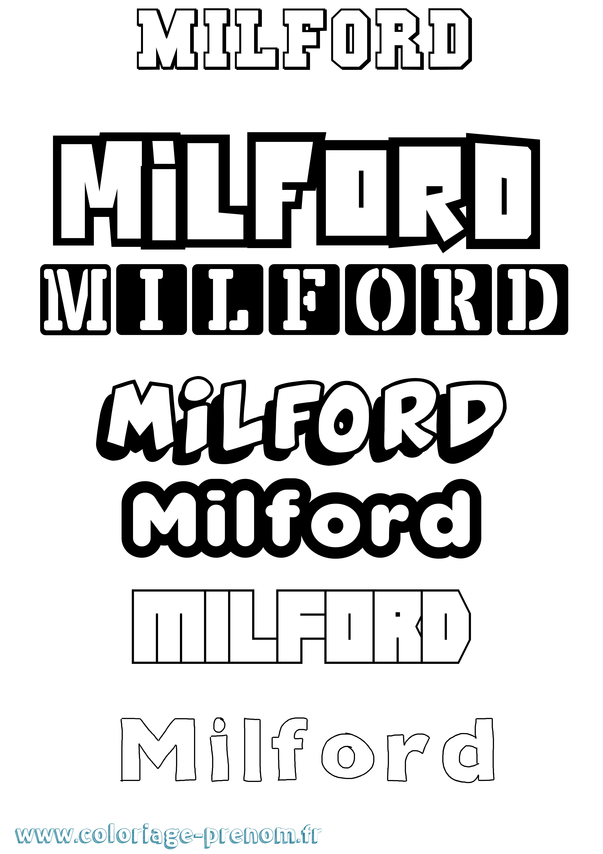 Coloriage Milford Simple Coloriage prénom Milford Simple