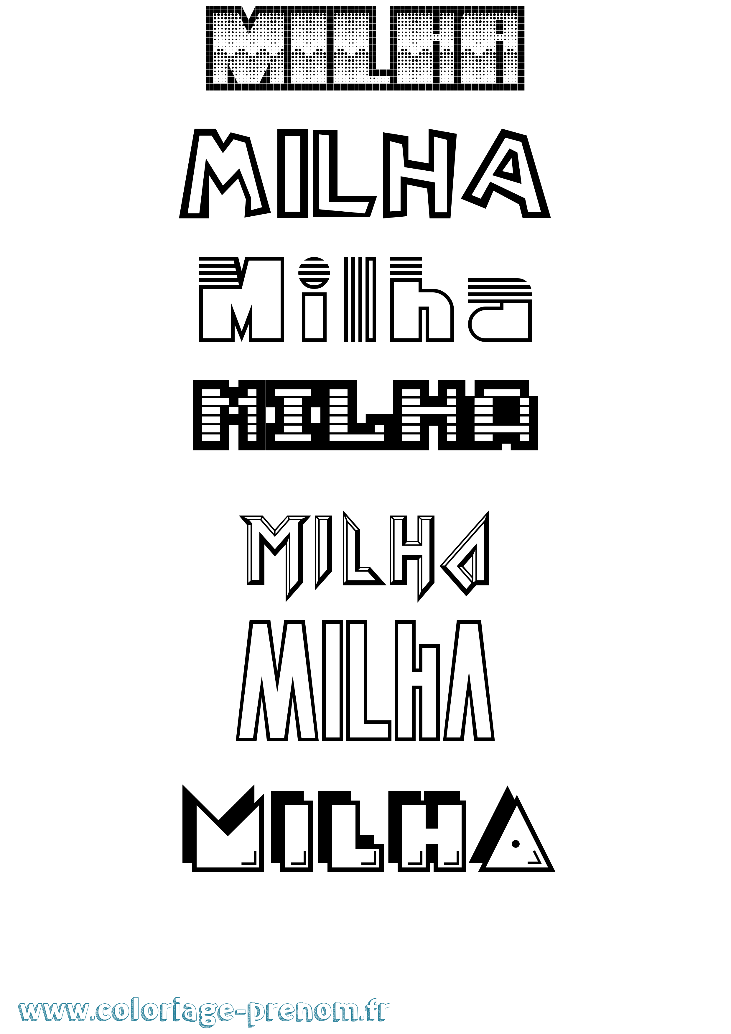 Coloriage Milha Jeux Vidéos Coloriage prénom Milha Jeux Vidéos