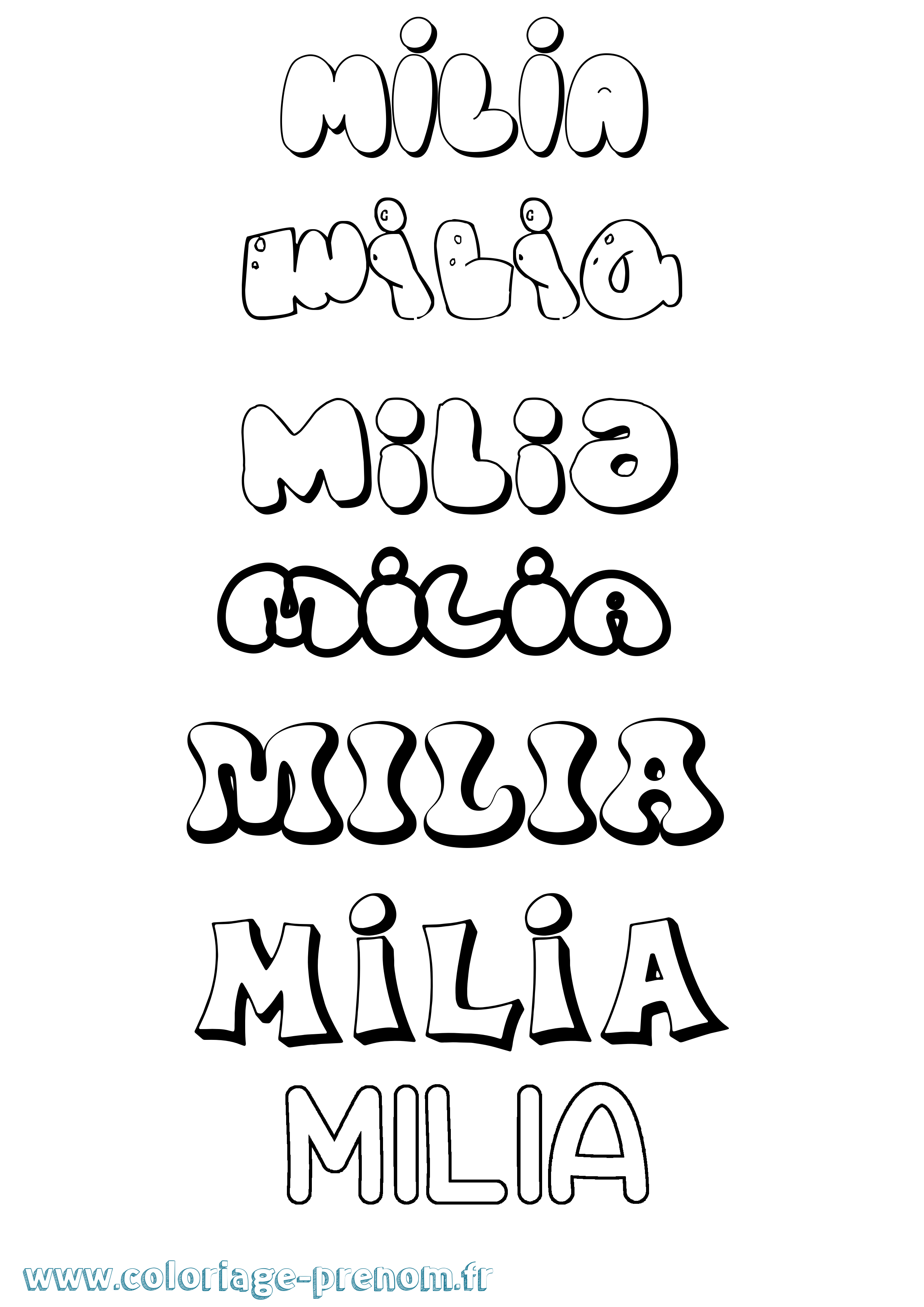 Coloriage Milia Bubble Coloriage prénom Milia Bubble