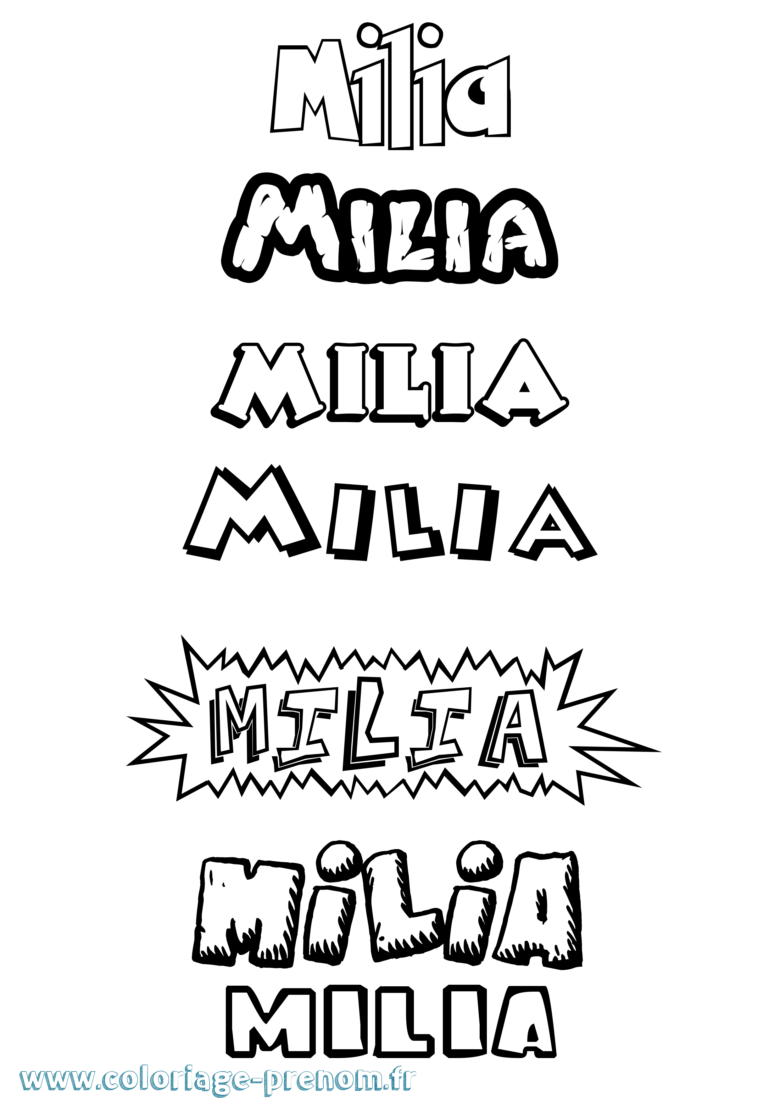Coloriage Milia Dessin Animé Coloriage prénom Milia Dessin Animé