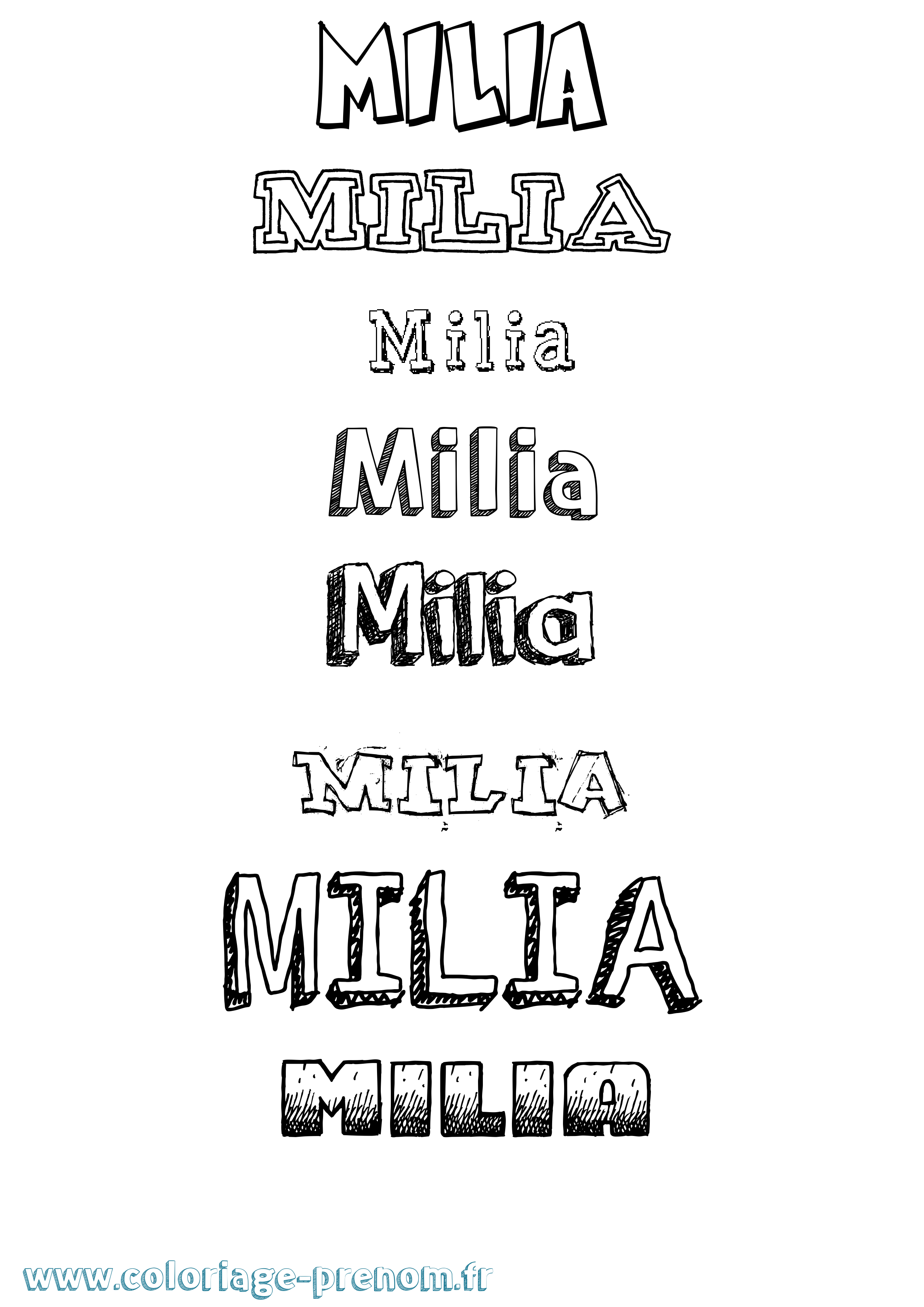 Coloriage Milia Dessiné Coloriage prénom Milia Dessiné