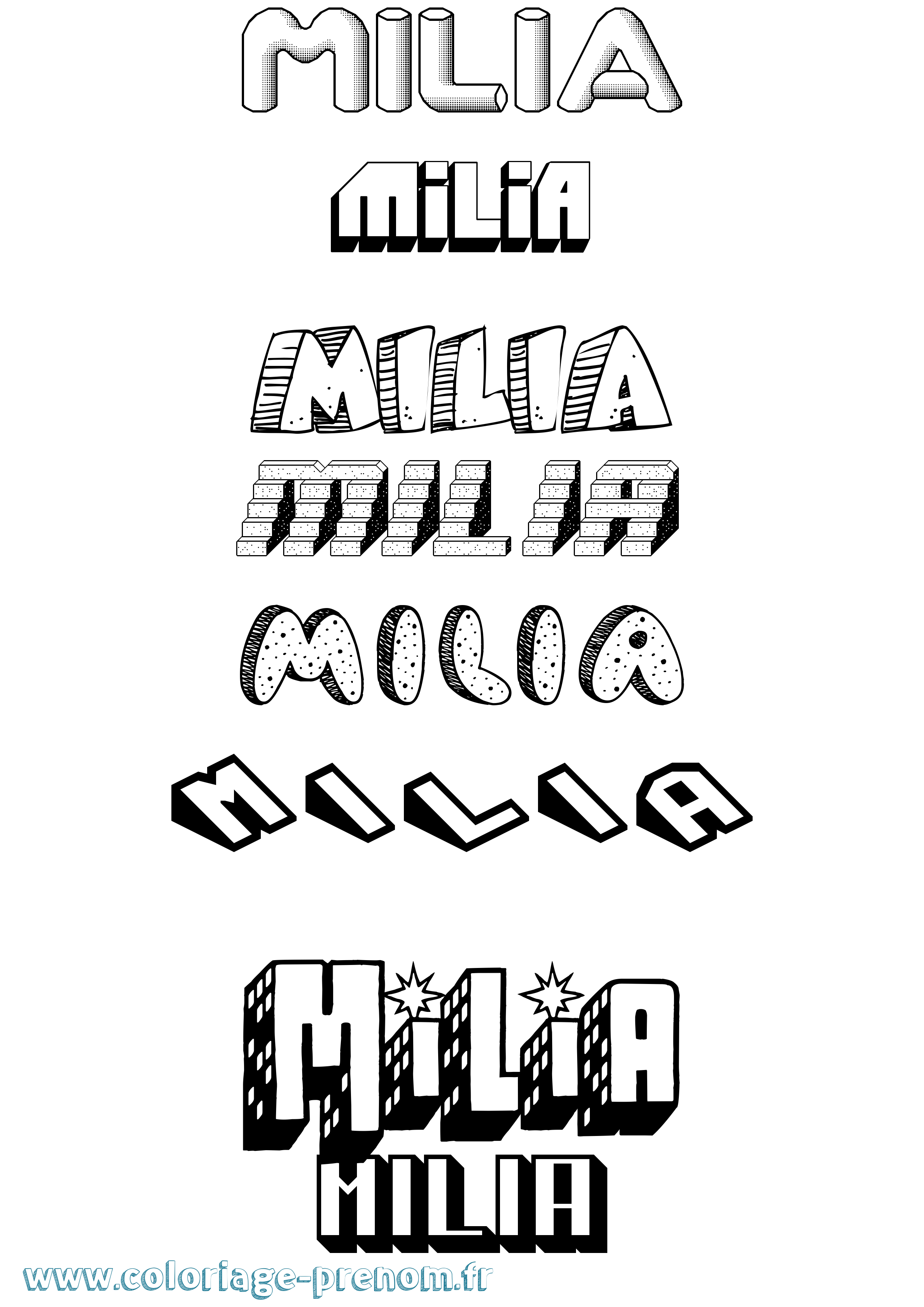 Coloriage Milia Effet 3D Coloriage prénom Milia Effet 3D