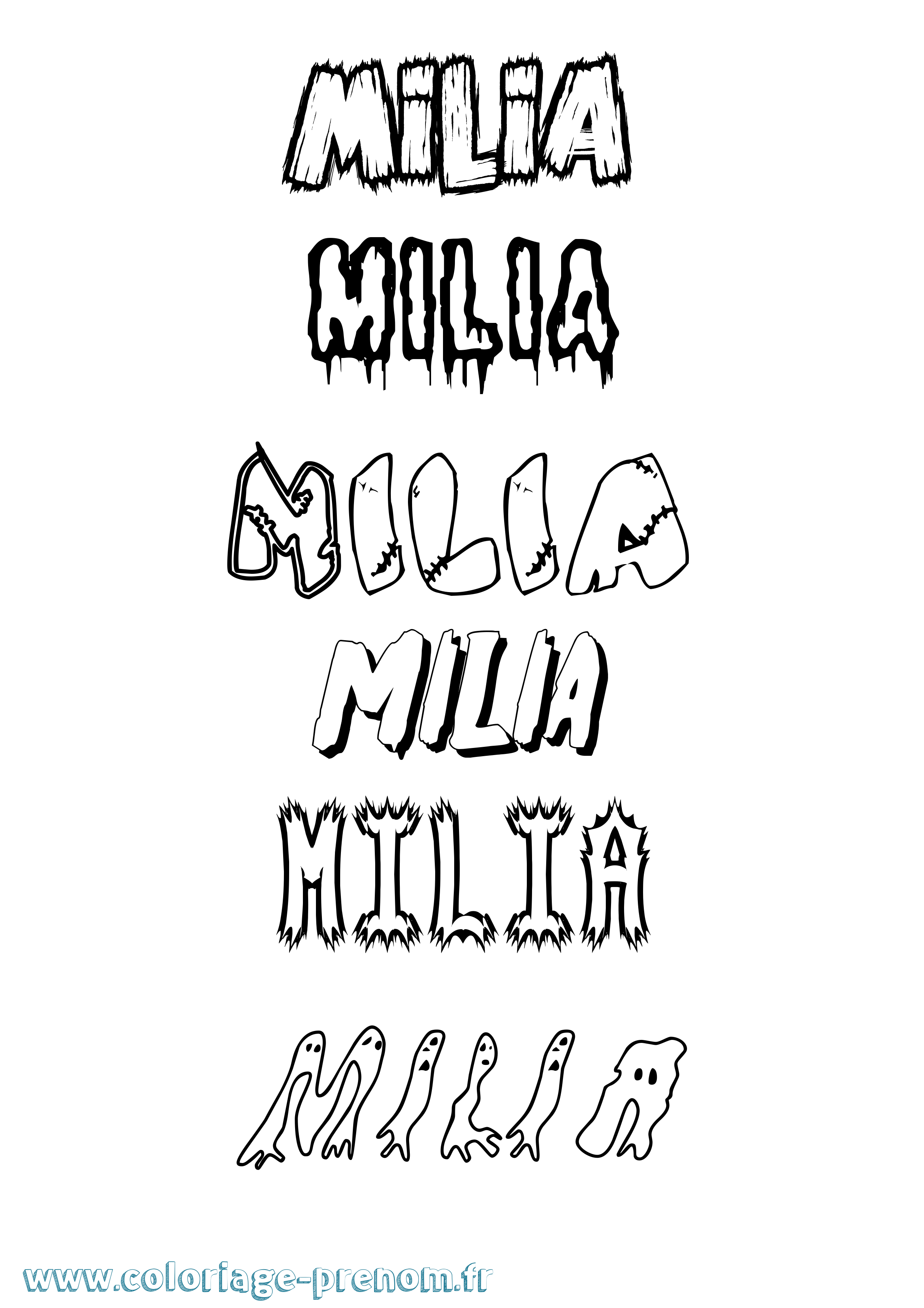 Coloriage Milia Frisson Coloriage prénom Milia Frisson