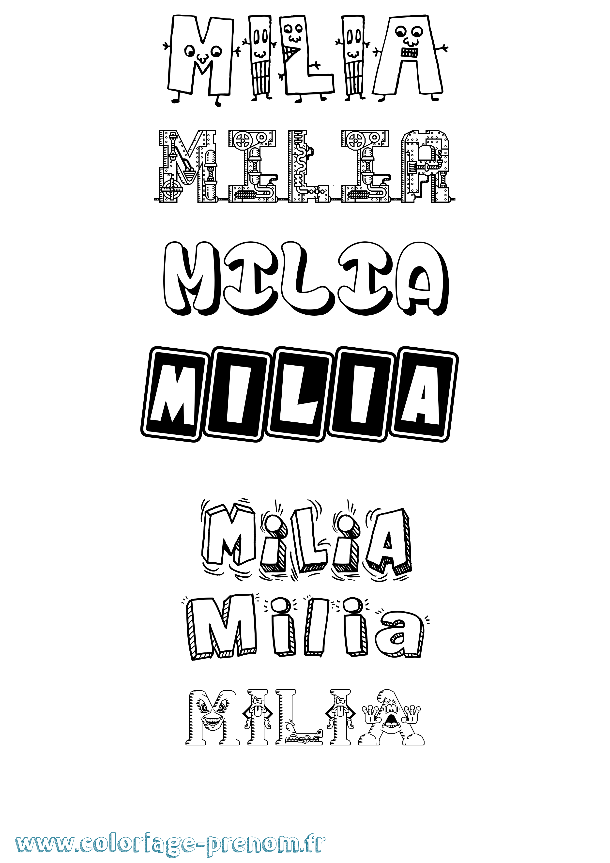 Coloriage Milia Fun Coloriage prénom Milia Fun