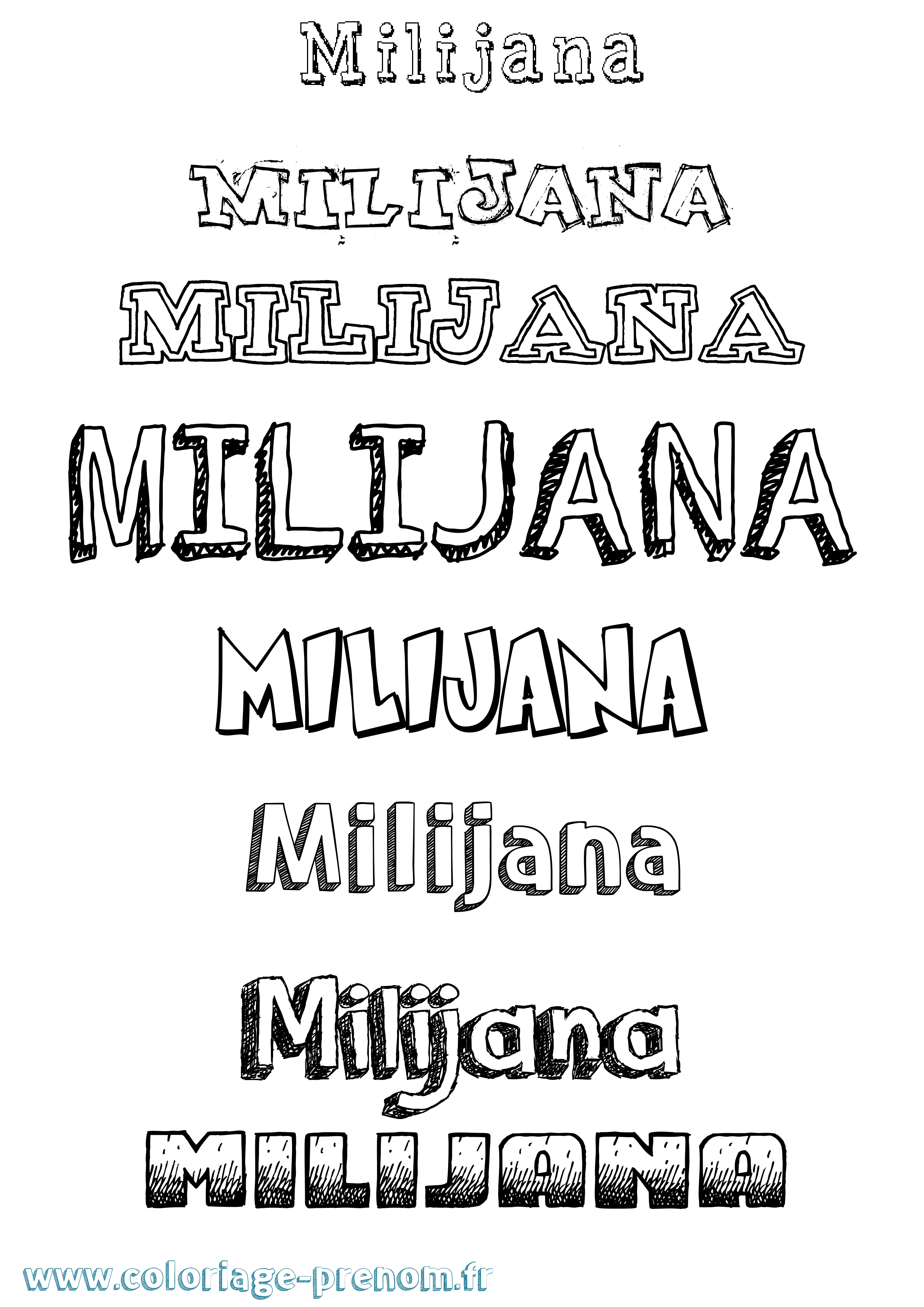 Coloriage Milijana Dessiné Coloriage prénom Milijana Dessiné