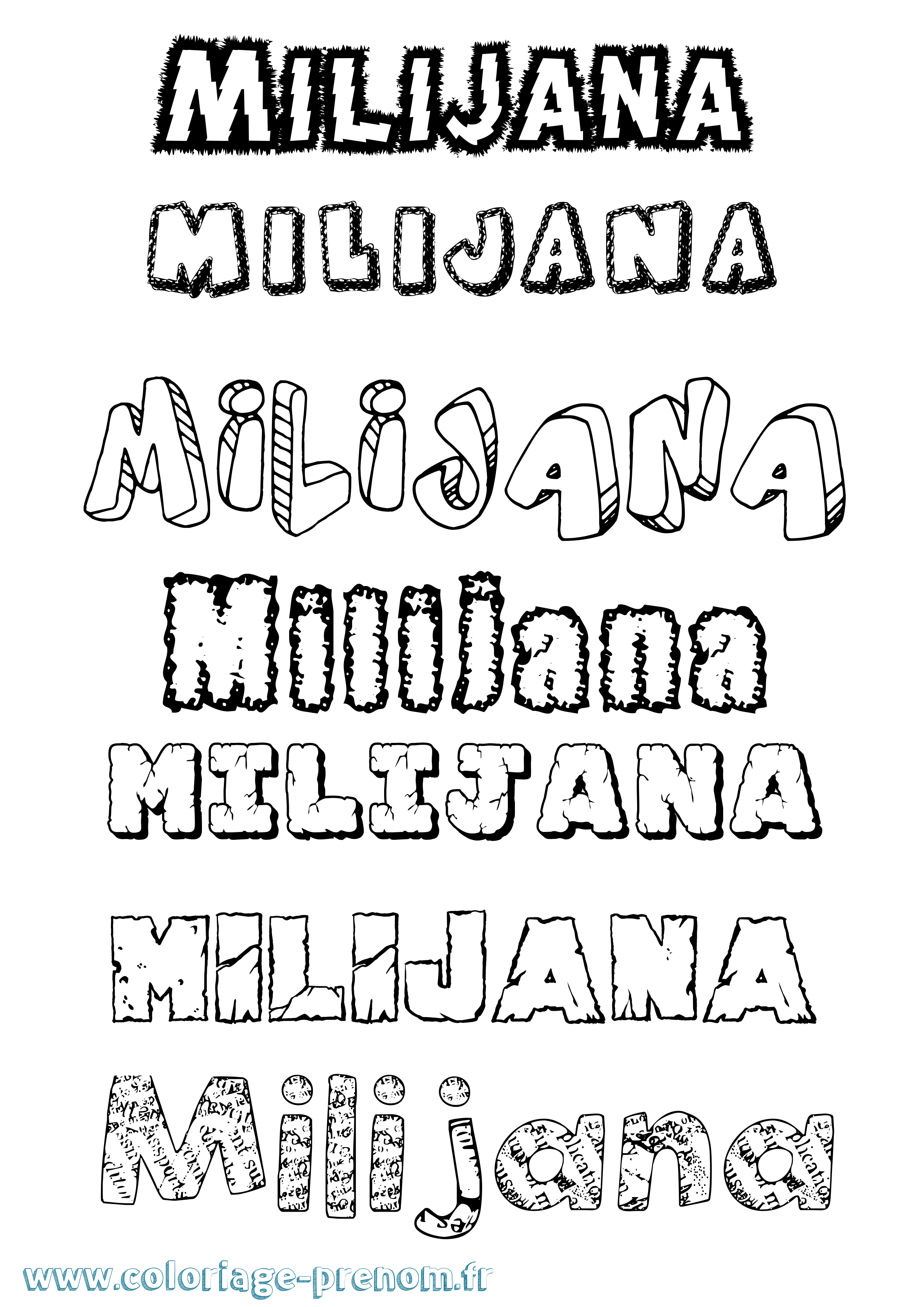 Coloriage Milijana Destructuré Coloriage prénom Milijana Destructuré