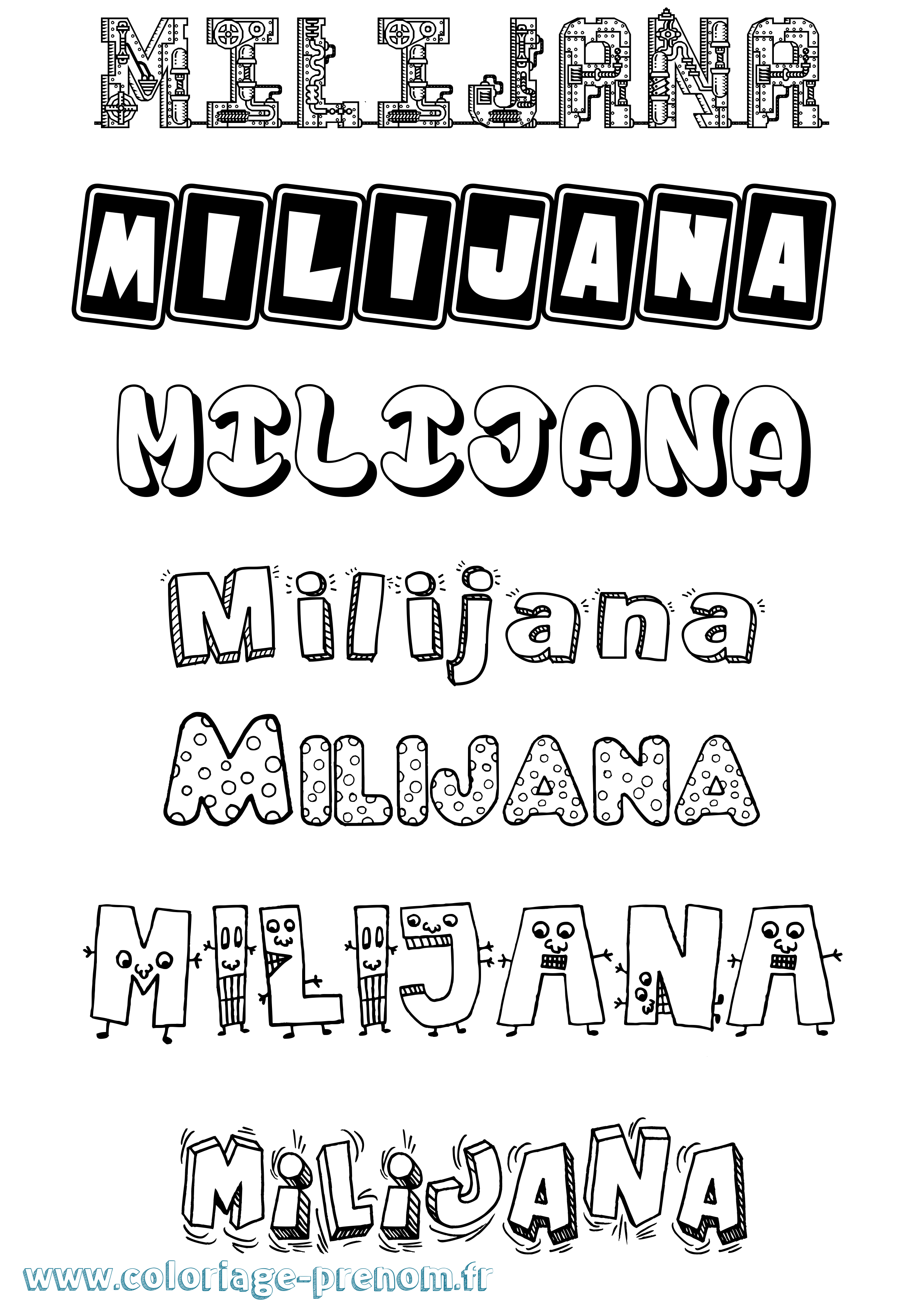 Coloriage Milijana Fun Coloriage prénom Milijana Fun