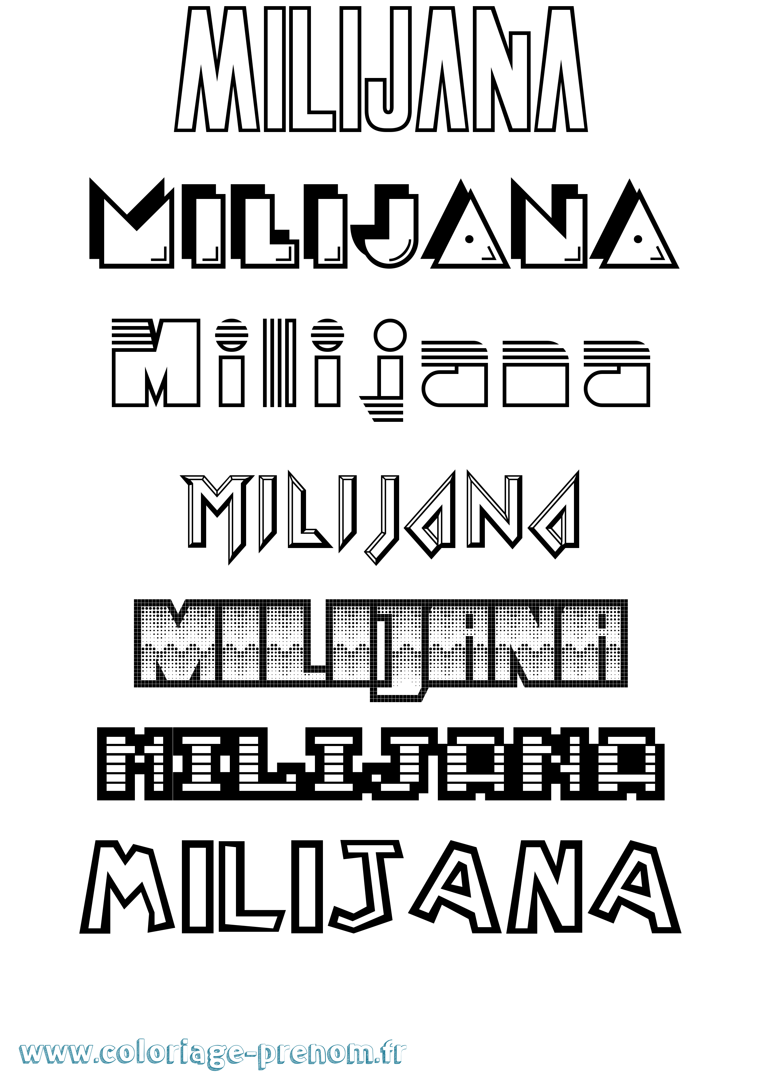 Coloriage Milijana Jeux Vidéos Coloriage prénom Milijana Jeux Vidéos