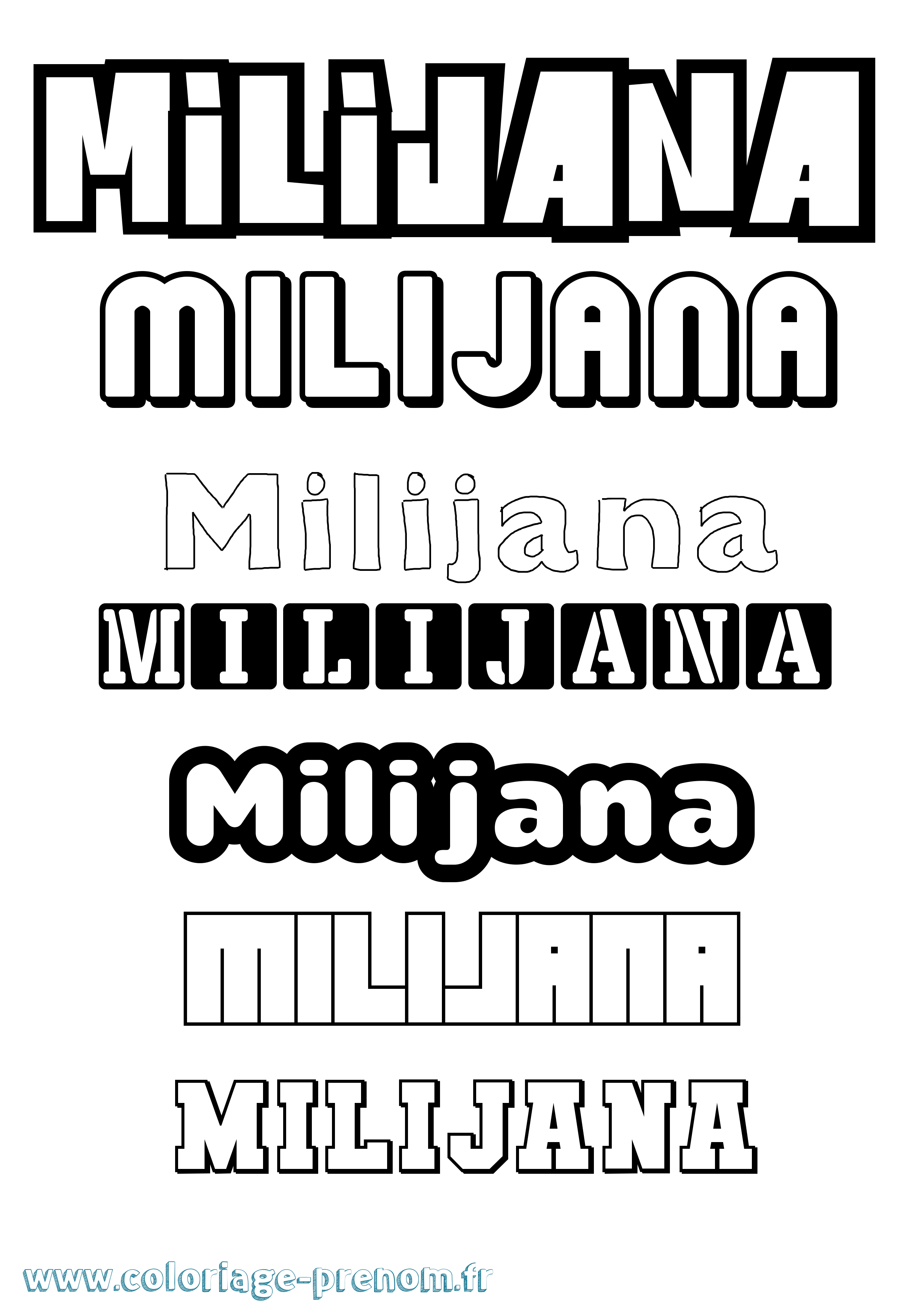 Coloriage Milijana Simple Coloriage prénom Milijana Simple