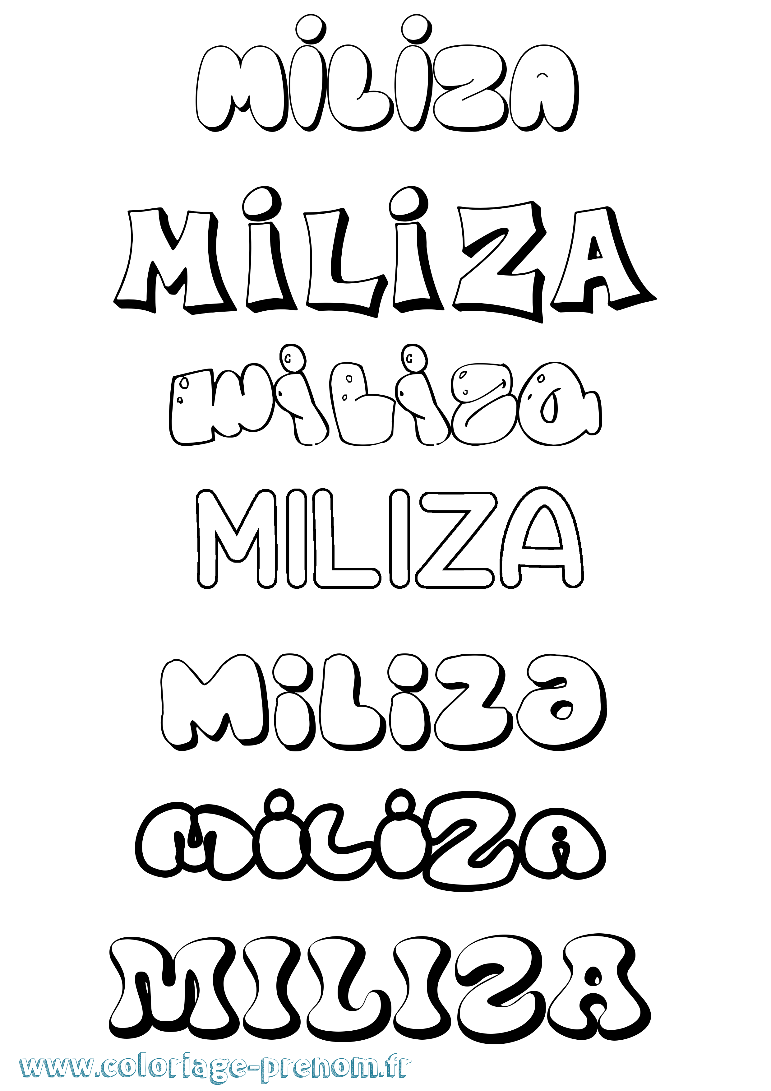 Coloriage Miliza Bubble Coloriage prénom Miliza Bubble