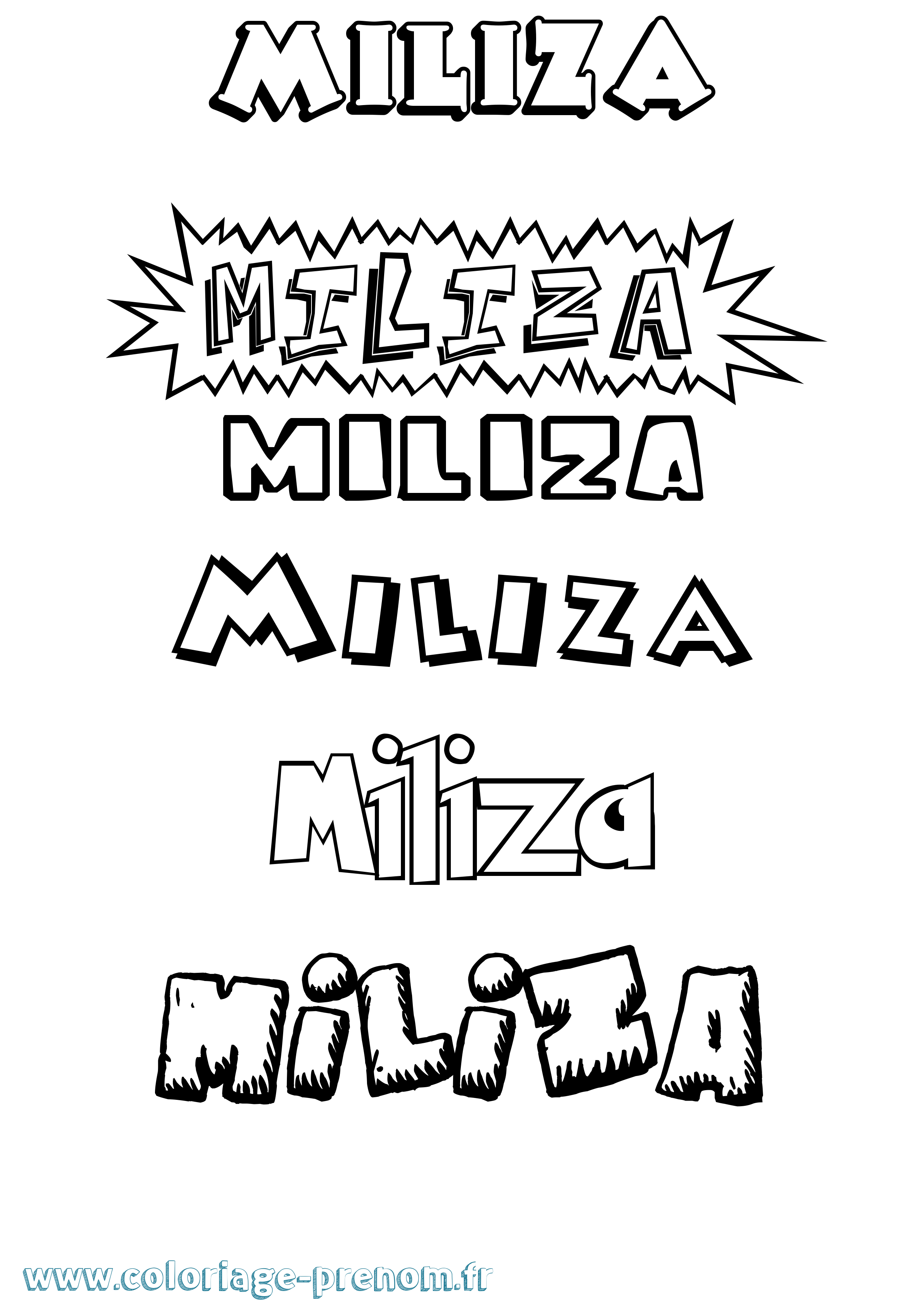 Coloriage Miliza Dessin Animé Coloriage prénom Miliza Dessin Animé