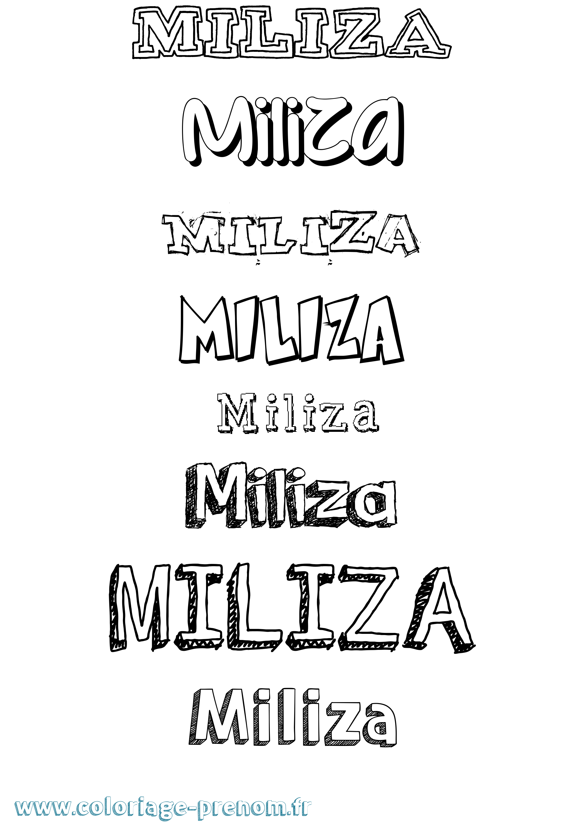 Coloriage Miliza Dessiné Coloriage prénom Miliza Dessiné