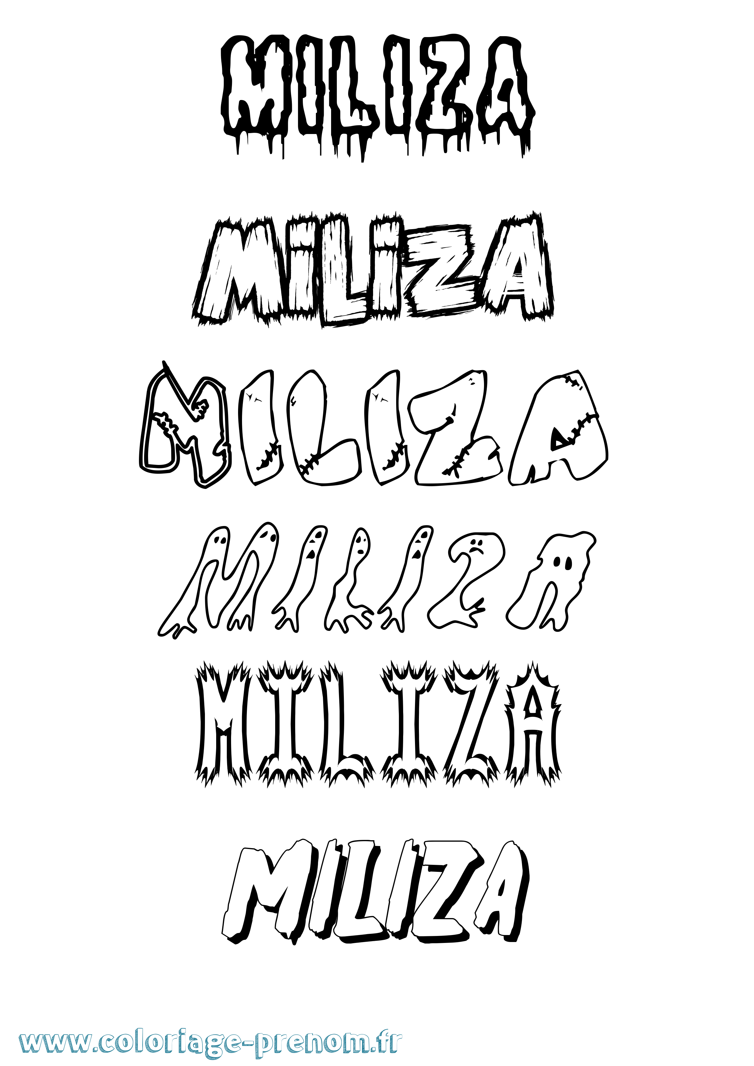 Coloriage Miliza Frisson Coloriage prénom Miliza Frisson