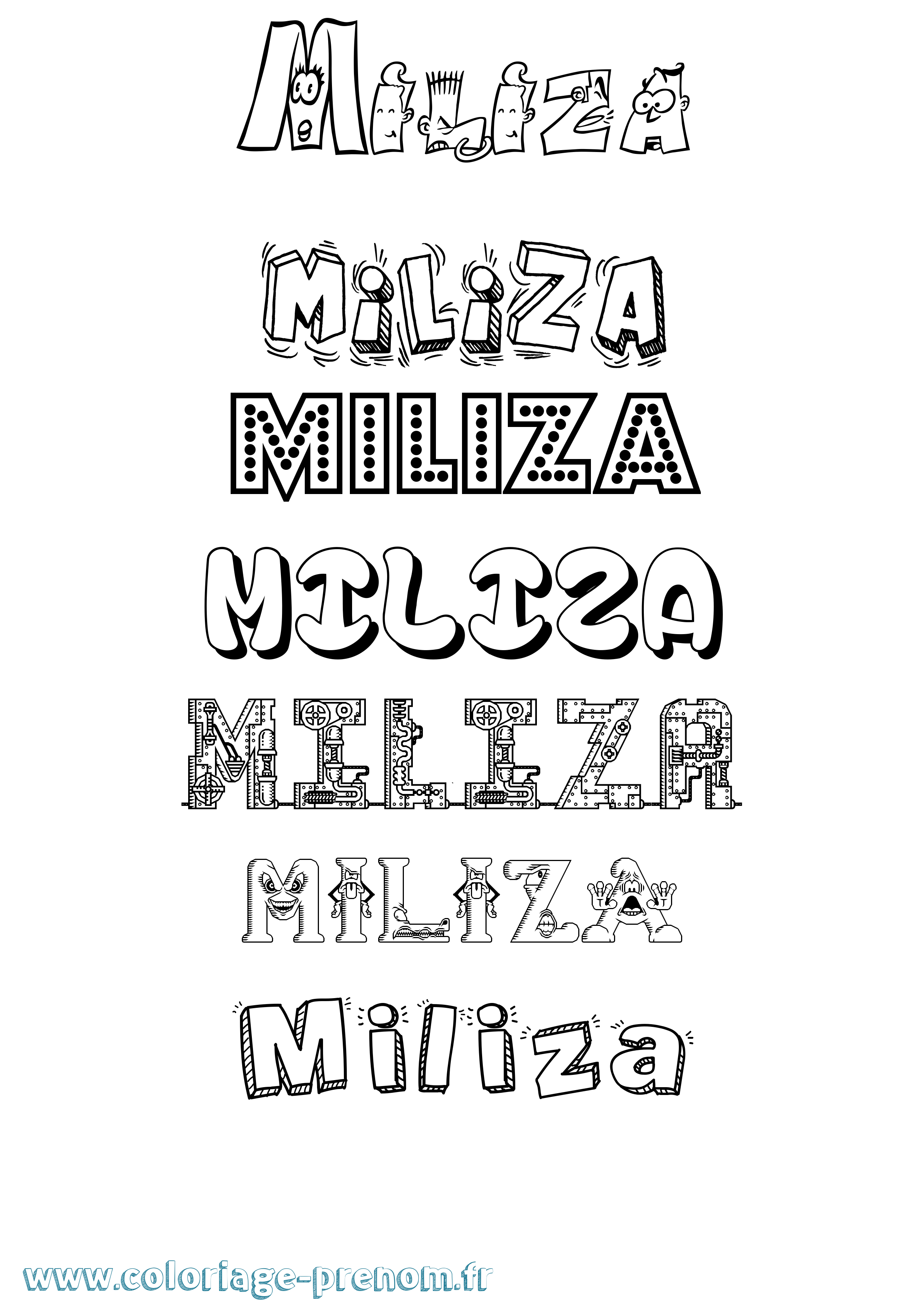 Coloriage Miliza Fun Coloriage prénom Miliza Fun