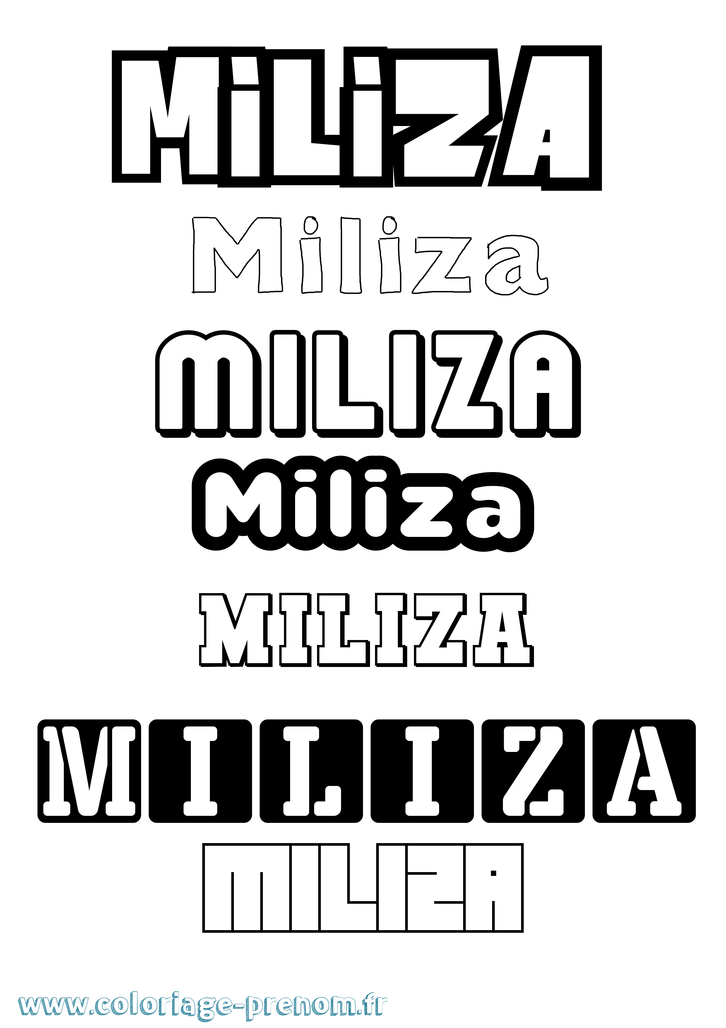Coloriage Miliza Simple Coloriage prénom Miliza Simple