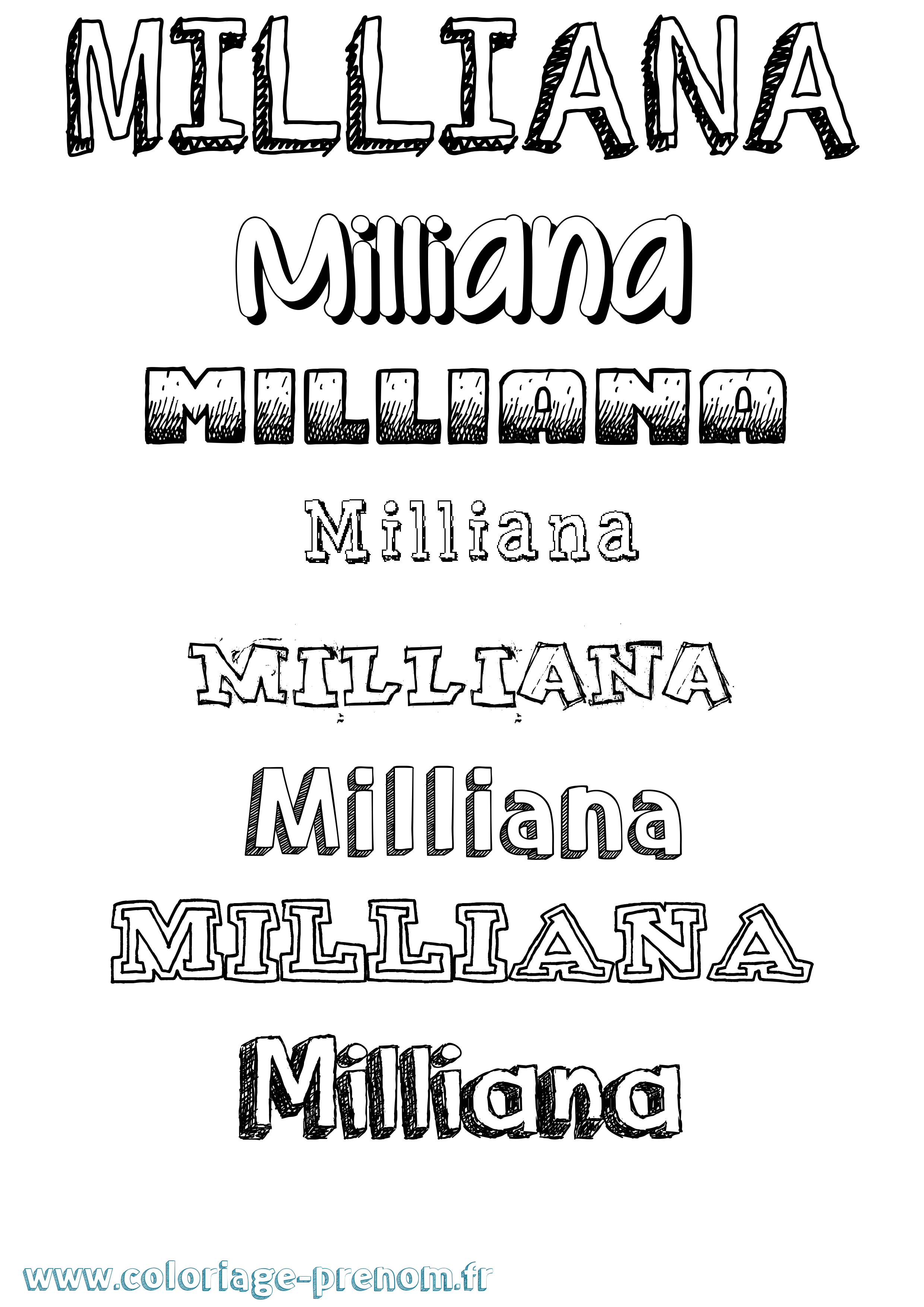 Coloriage Milliana Dessiné Coloriage prénom Milliana Dessiné