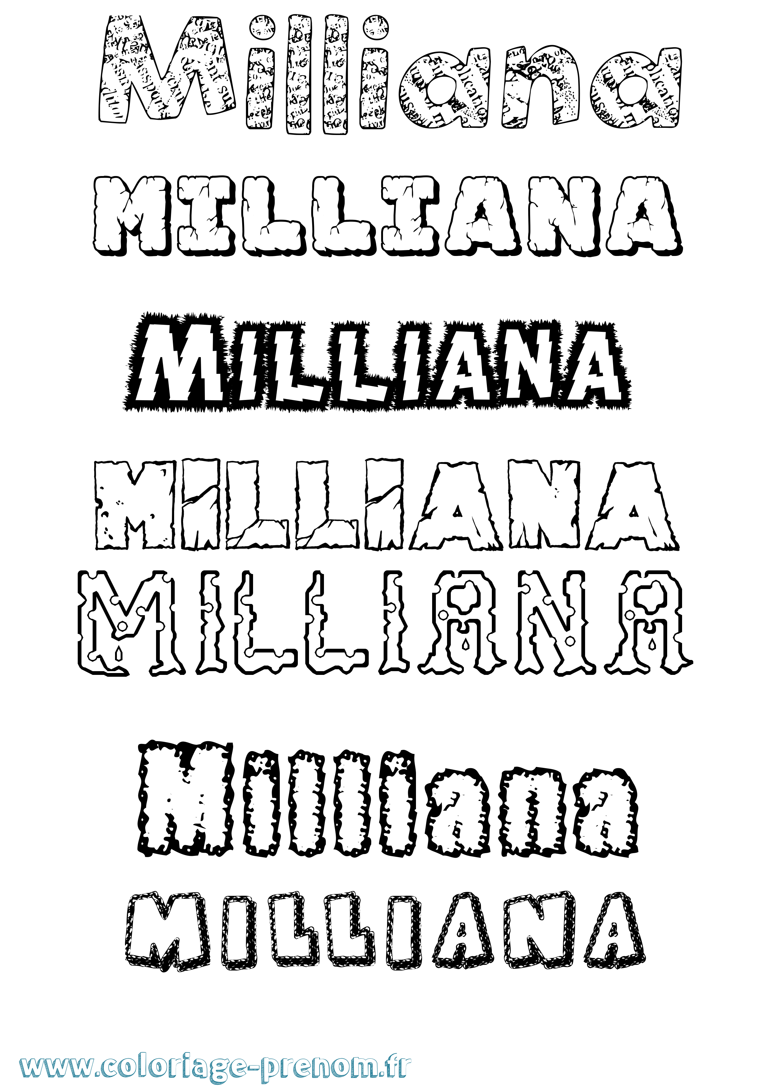 Coloriage Milliana Destructuré Coloriage prénom Milliana Destructuré
